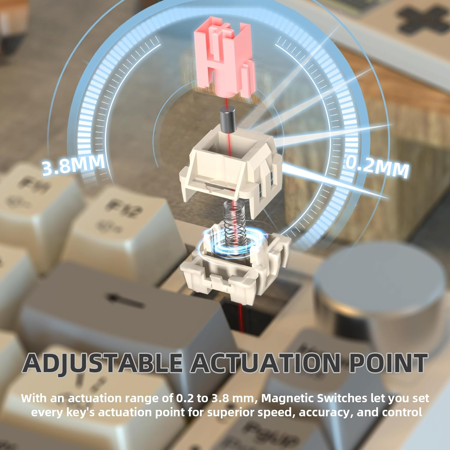 ATTACK SHARK K85 Rapid Trigger Mechanical Keyboard, Magnetic Switch, Adjustable Actuation, Apex Pro TKL Wired Esports Gaming Keyboard, Support DKS/MT/TGL, RGB Backlit, Gasket Mount, Knob, for Pc/Mac - Blue image number 2