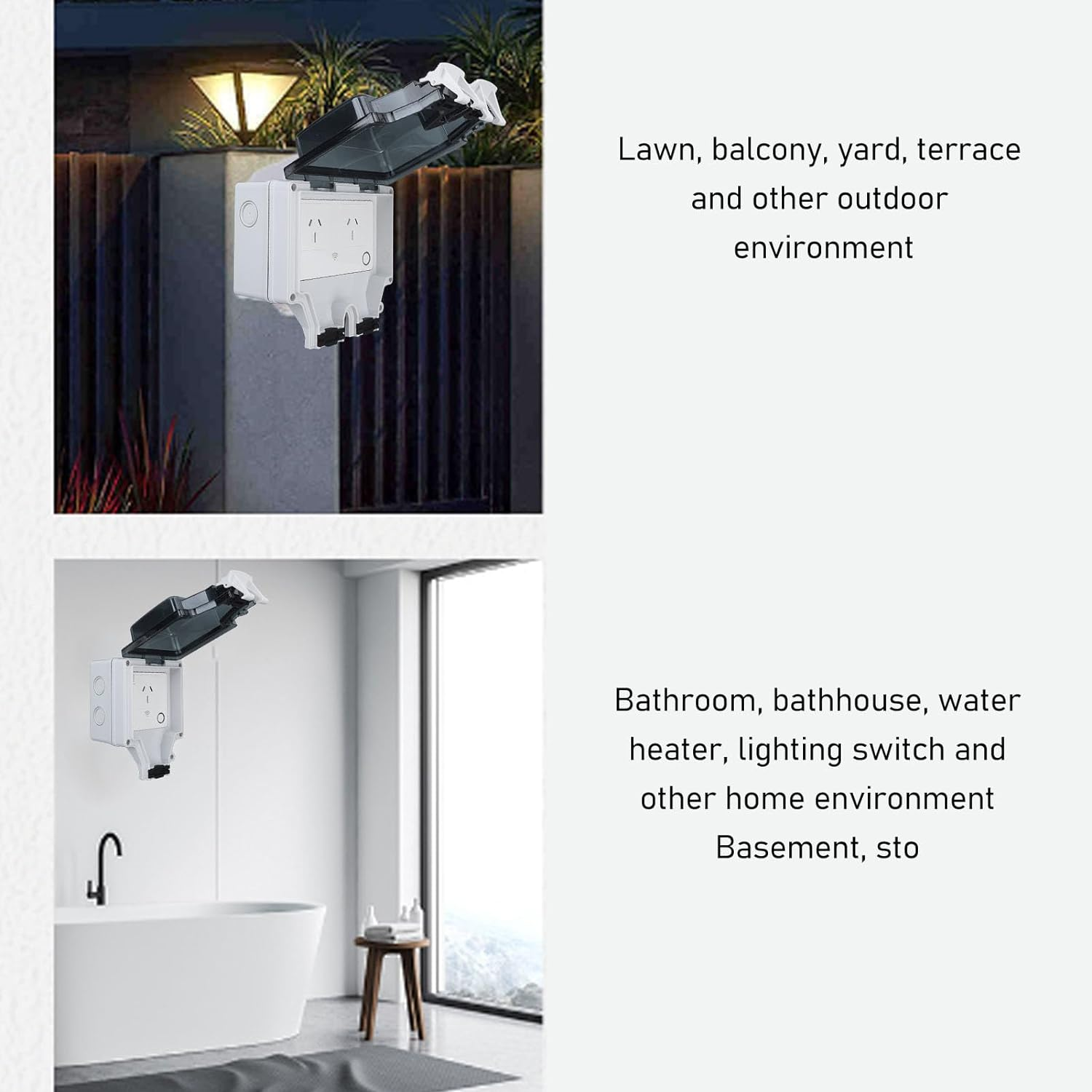 Cryfokt Waterproof Wifi Smart Power Outlet, APP Control, Outdoor Plug Socket Power Smart Waterproof Socket 15A AU Plug, IP66 Outdoor Socket (SNW-AU) image number 1