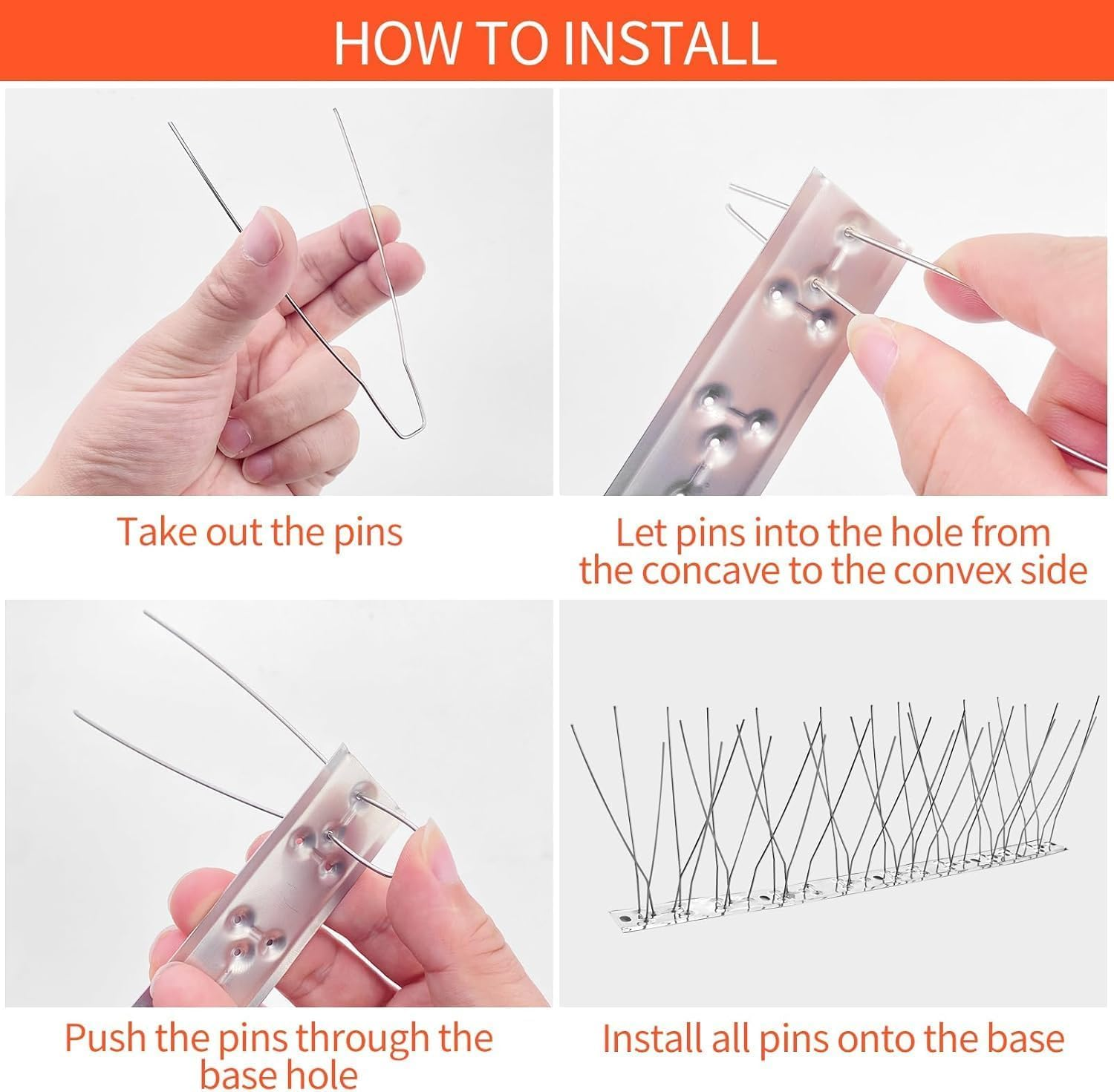 10 Pack Stainless Steel Bird Spikes, Bird Squirrel Raccoon Cat Fox Pigeon Intruder Deterrent Fence anti Bird Spikes, Garden Security Bird Deterrent Spikes for Balcony, Windows and Roof image number 5