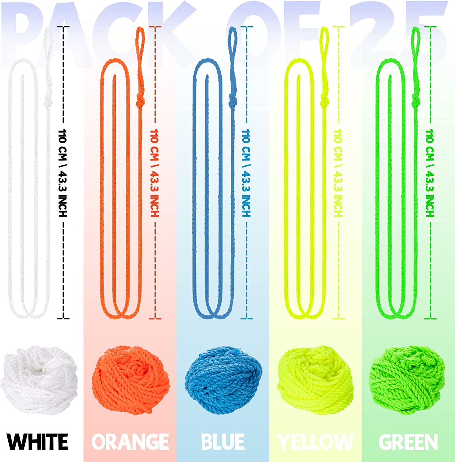 MAGICYOYO 100% Polyester Professional Yoyo Strings for Responsive and Non Responsvie Yoyos - Pack of 25Blue Green Whiteyellow Orange