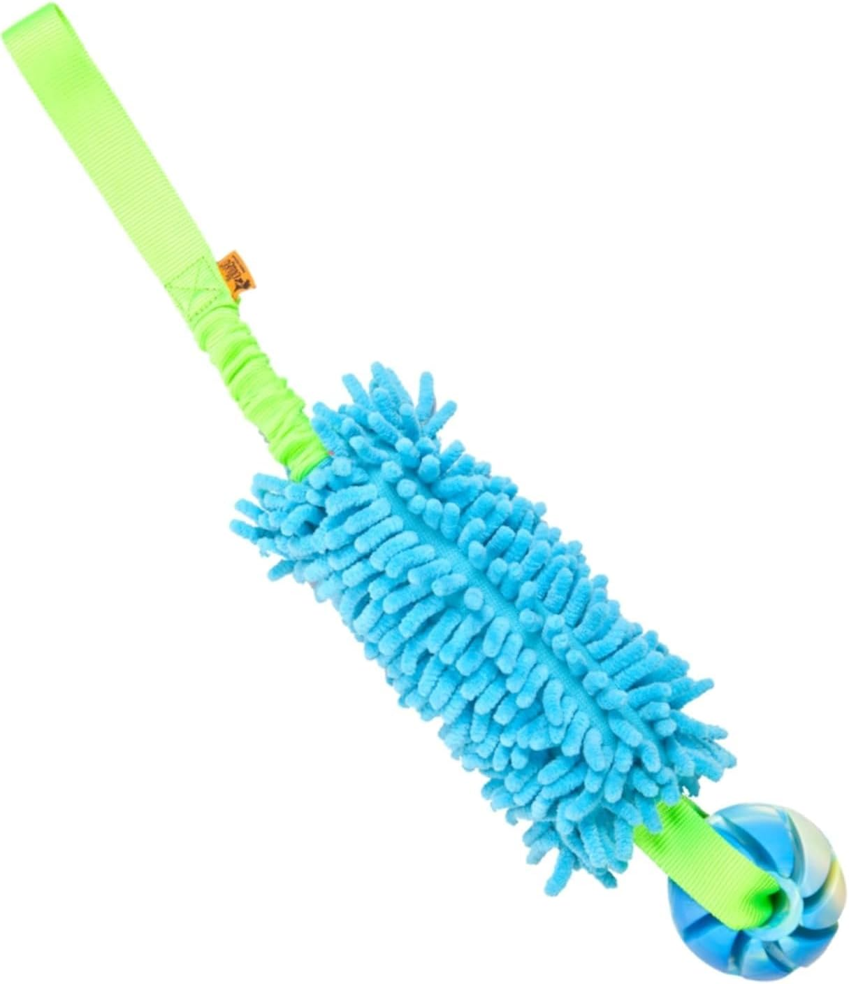 Dingo Green Mop Bite Tug for Dog Fun Bungee Chaser with Ball, Pink Handle 15589