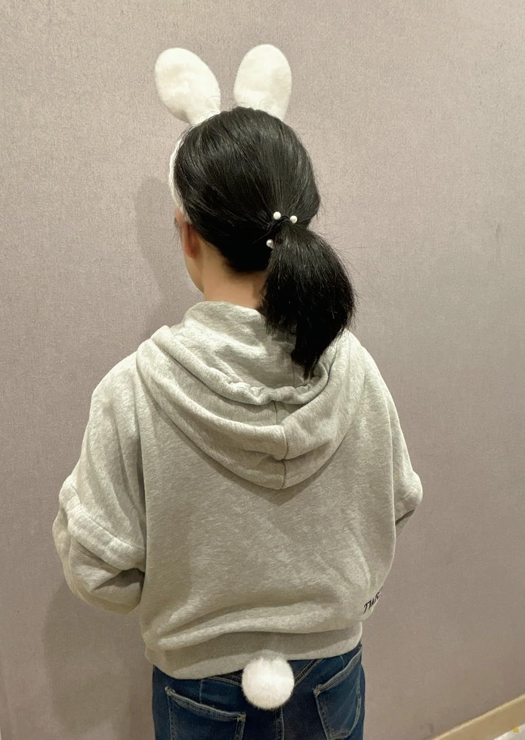 Olivemont Easter Bunny Ears Headband for Rabbit Pretend Play Plush Costume (White 2), Size image number 4