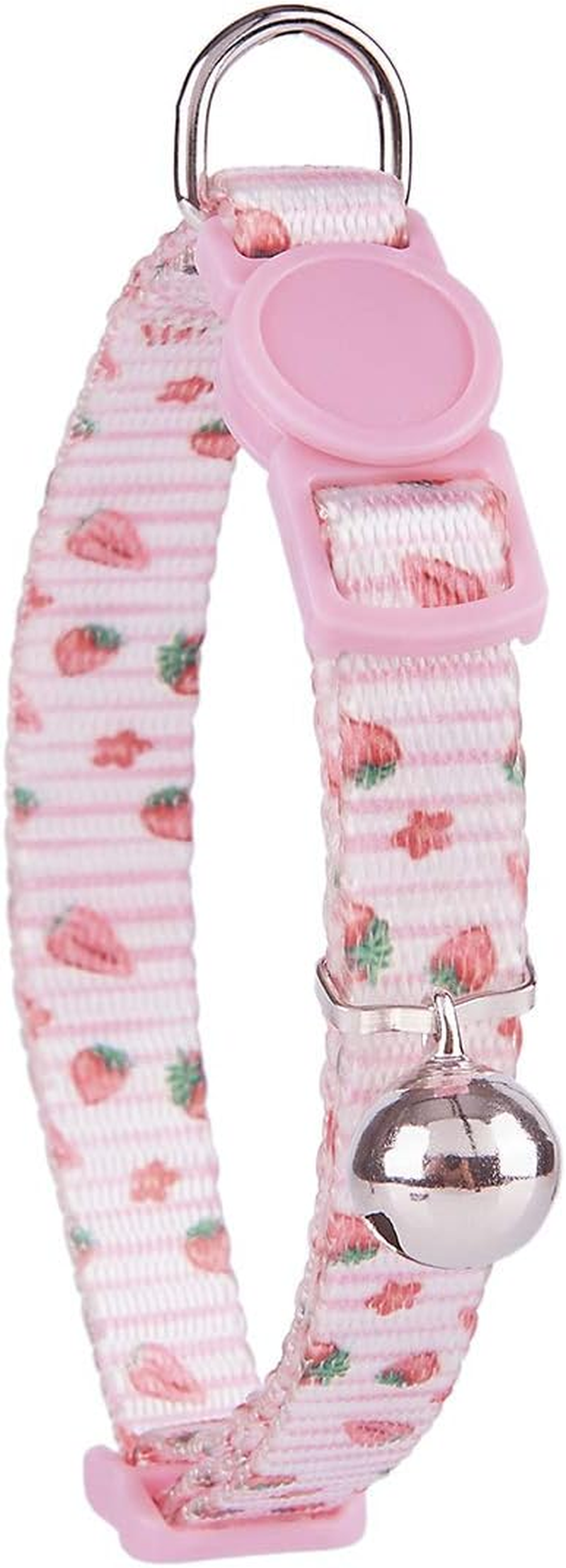 Cat Collars Pack of 2, Colorful Printed Basic Strong Girls Cat Collar Quick Release with Removeable Bell, Pink Purple image number 2