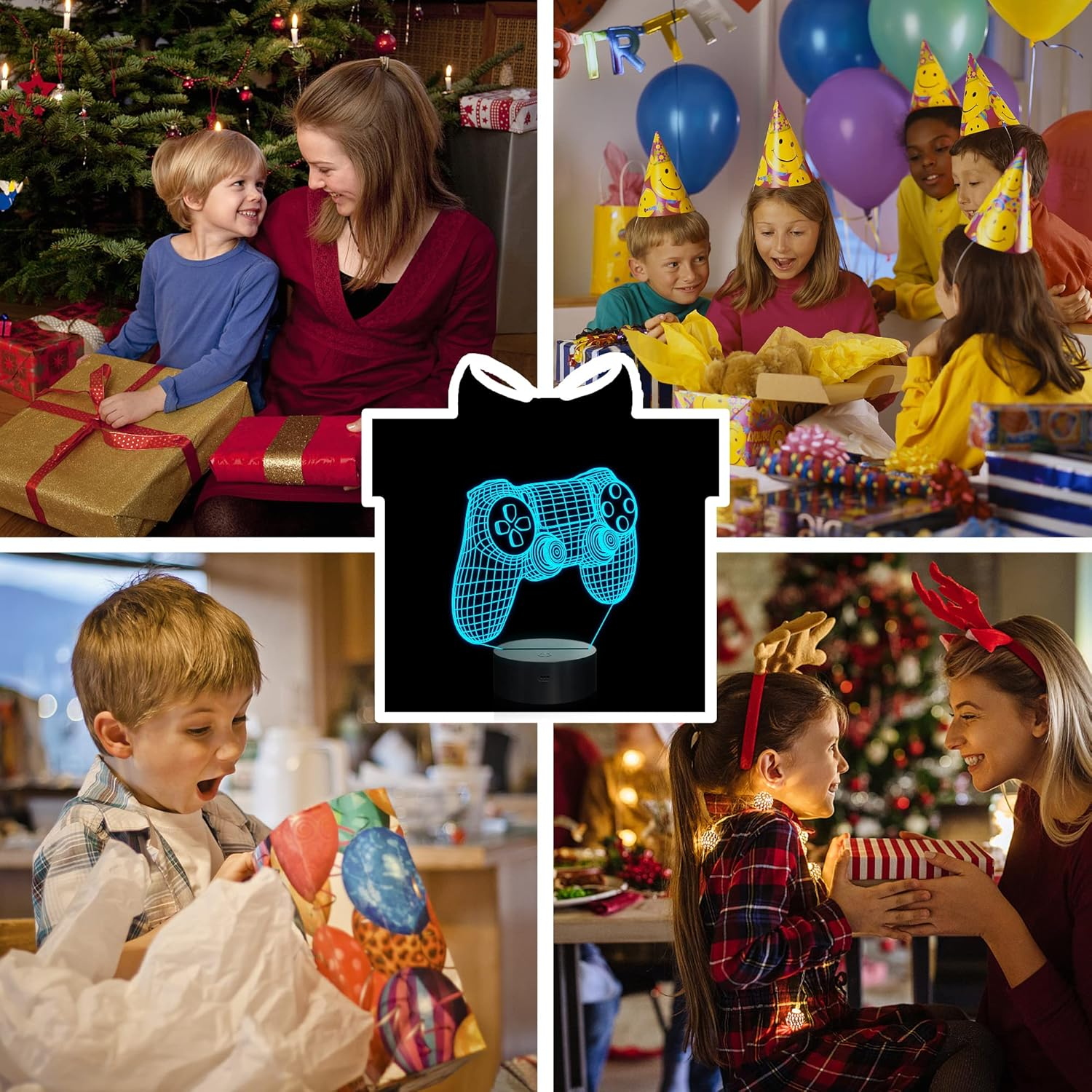 Ammonite Gamepad Night Light, 3D Illusion Game Control Lamp 16 Colors Changing with Remote, Game Room Decor as Xmas Holiday Birthday Gifts for Boys Girls image number 2