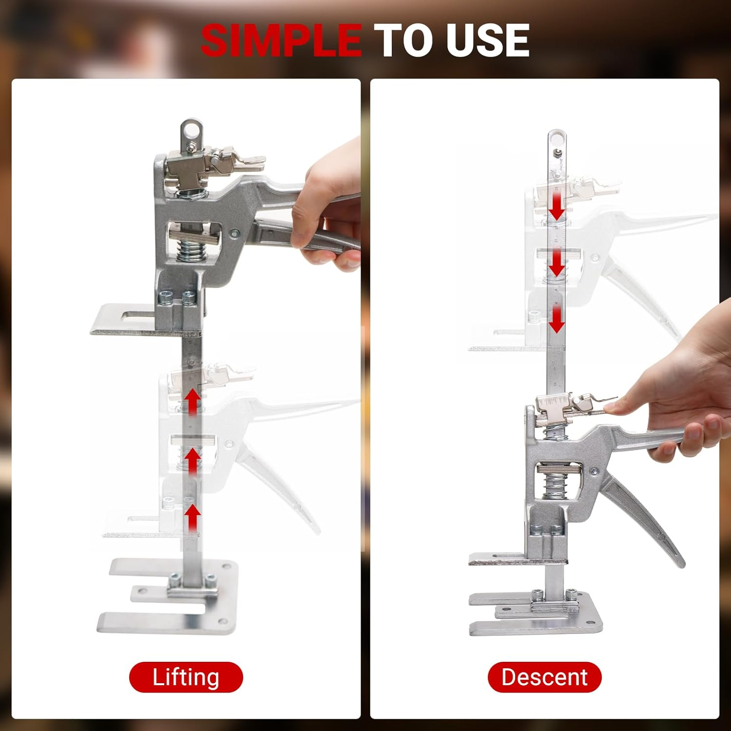 Labor Saving Arm Jack, 2 Pack Furniture Jack Multi-Function Height Adjustable Labor Saving Handle, Stainless Steel Hand Jack Lift Tool image number 4