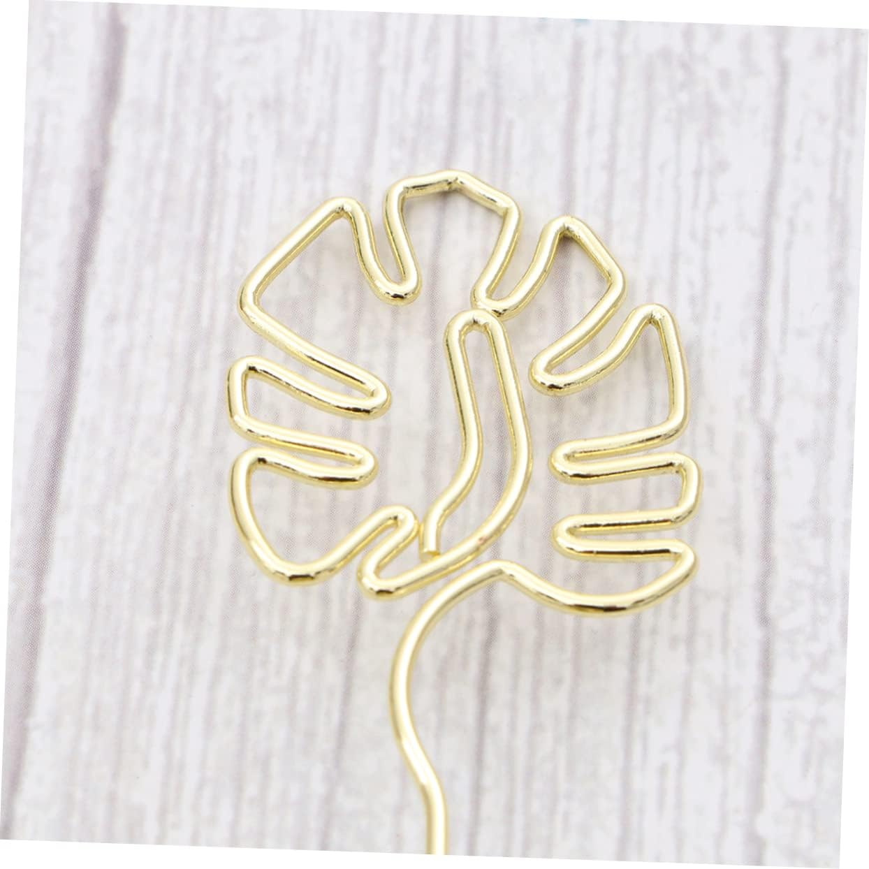 LALAFINA 6 Pcs Palm Leaf Table Decoration Place Holder Stand Picture Stands Photo Holder Clips Hawaiian Table Numbers Place Card Holder Stand Cute Place Holders Banquet Metal Table Card image number 3