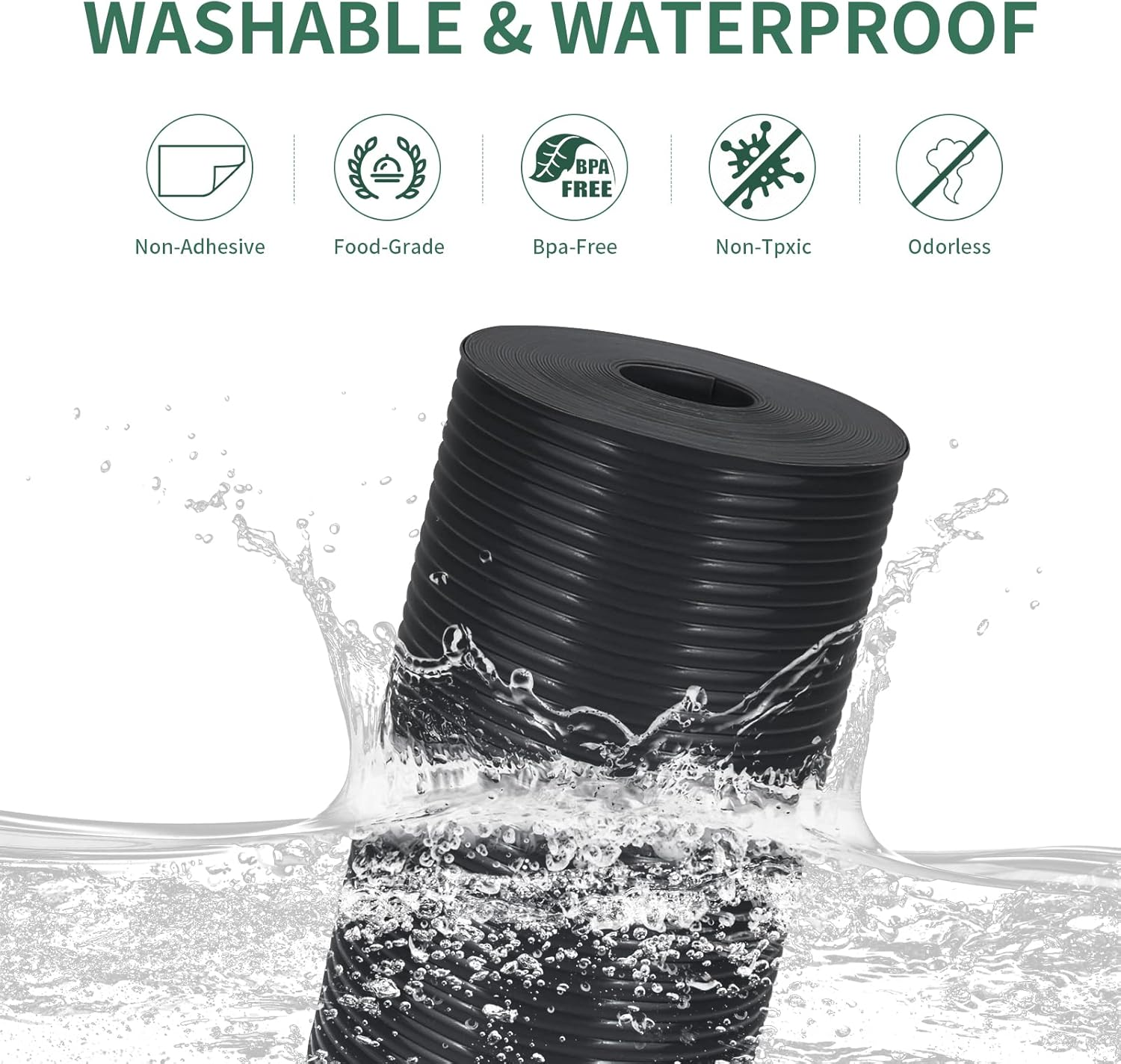 Drawer Liners, Non-Adhesive Cupboard Liner, Waterproof Anti-Slip BPA Free Kitchen Cabinet Refridge Fridge Shelf Liner Mats Sink Protector Strong Durable for Shelves Pantry(Black/12In X 120In) image number 4