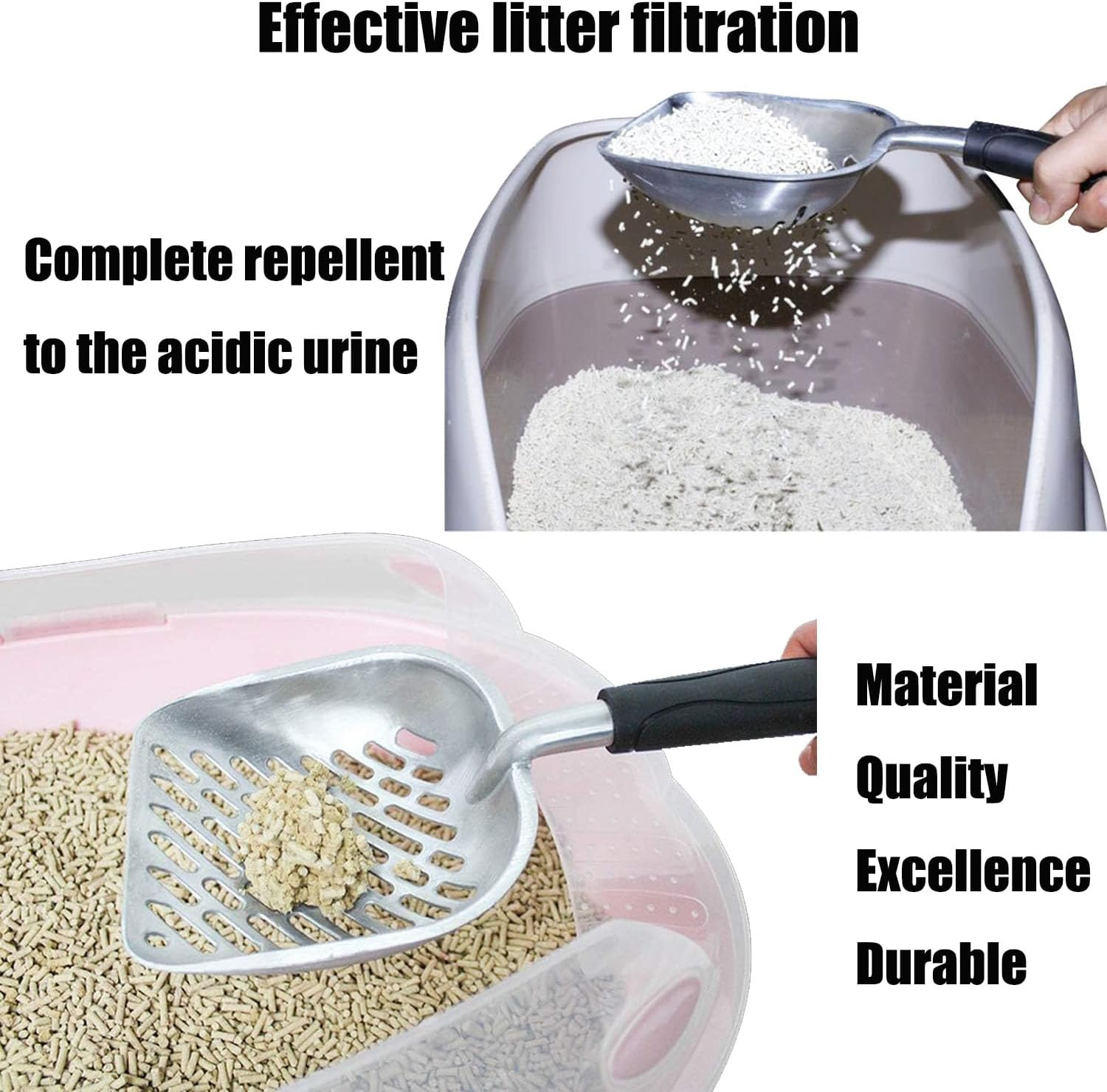 Cat Litter Scoop, Aluminum Alloy Sifter, Metal Scooper, Deep Shovel, Long Handle, Poop Sifting, Kitten Pooper Lifter, Durable Kitty Litterbox Poop Sifter, Premium Multicat Cat Litter Scoop image number 5