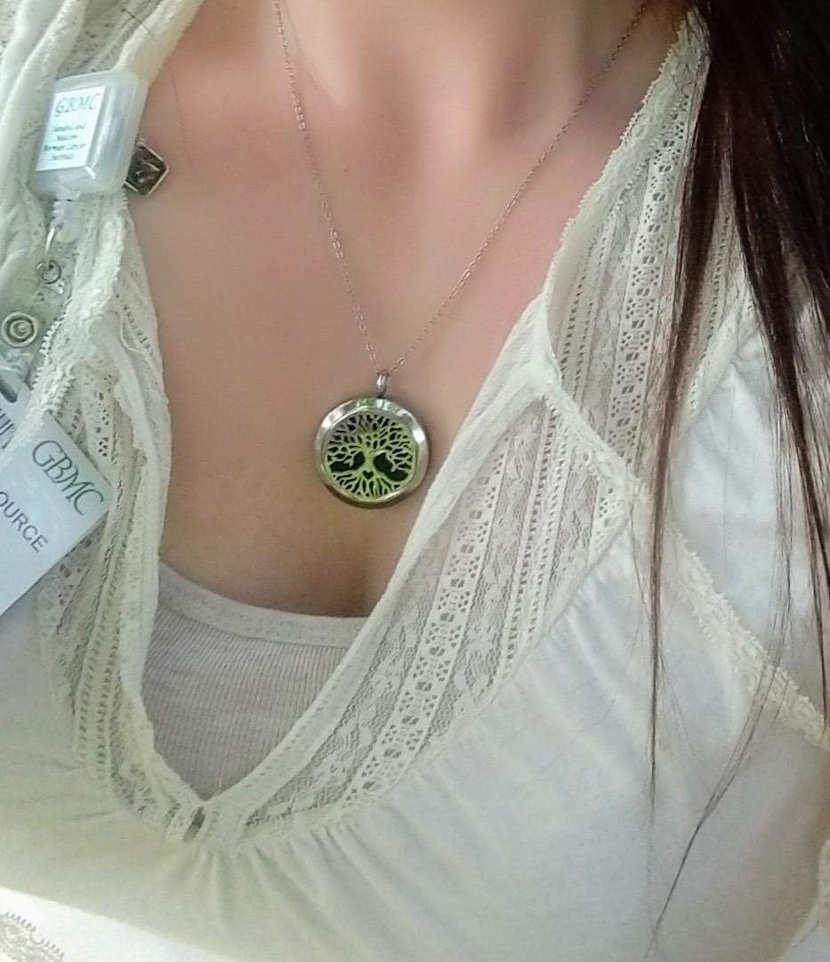 Aromatherapy Essential Oil Diffuser Necklace 316L Stainless Steel Locket Pendant with 24 Inch Chain image number 6