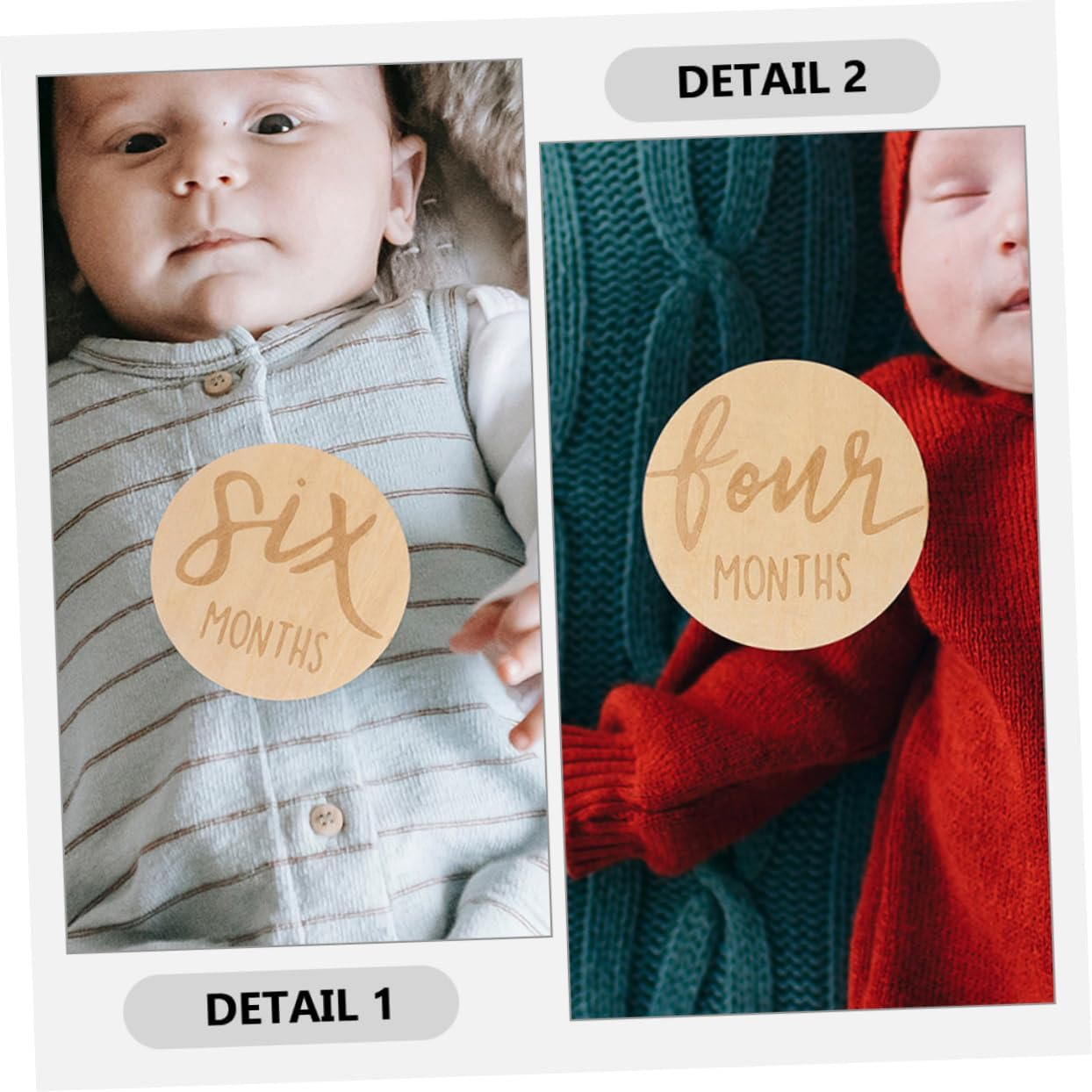 Milisten 12Pcs Growth Month Card Wooden Monthly Milestone Discs Milestone Signs for Newborn Born Keepsake Products image number 5