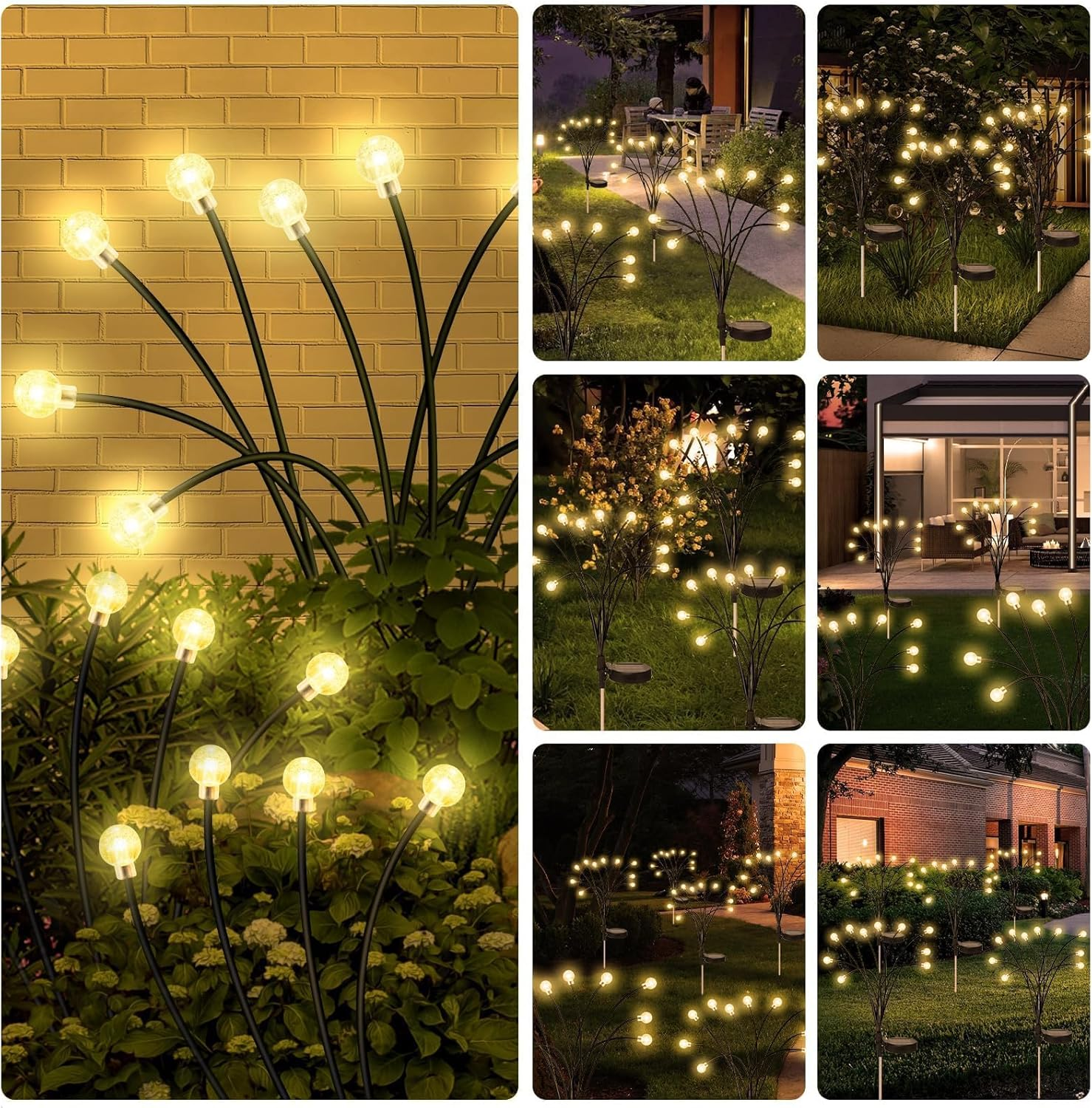 Solar Garden Lights,40 LED Firefly Lights Crystal Ball Sway by Wind, Solar Lights Outdoor Waterproof for Christmas Landscape Decorations Yard Pathway Swaying Lights (4 Packs) image number 6