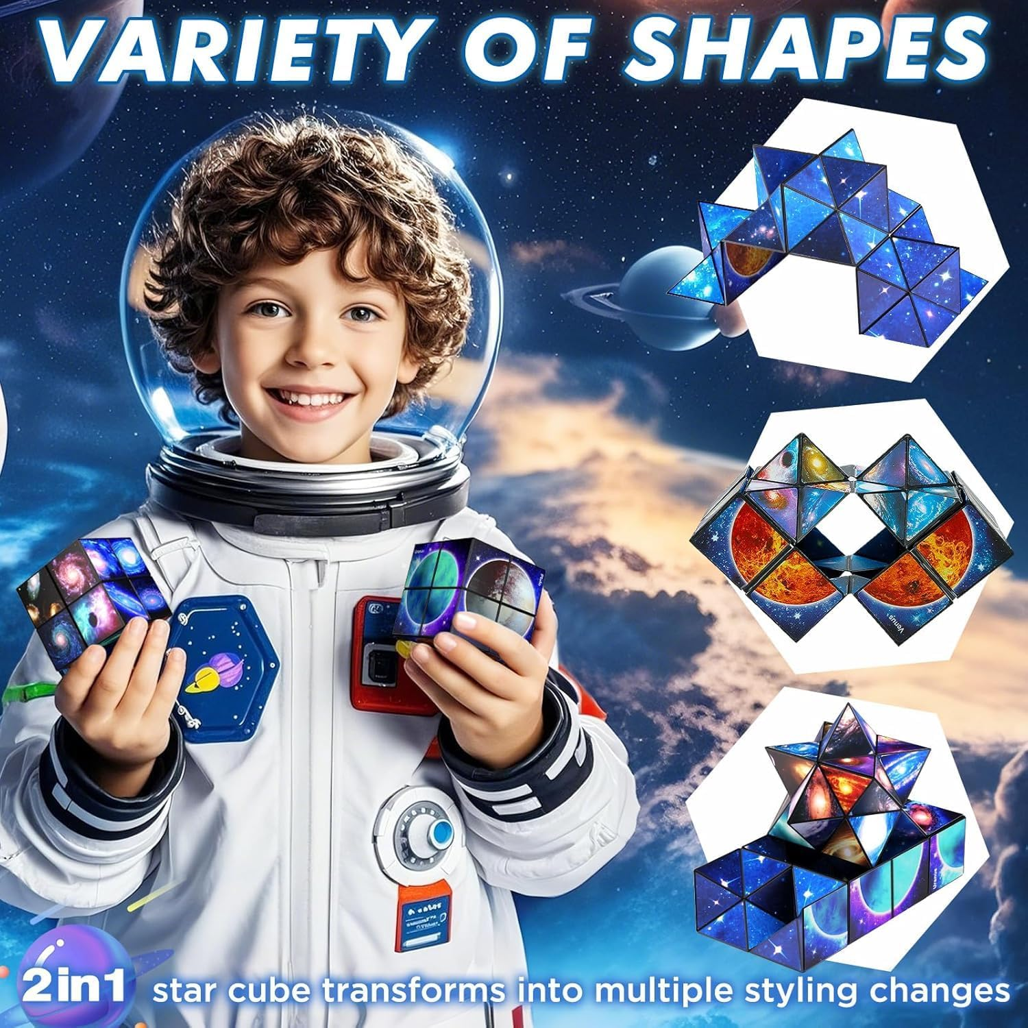 Infinity Cubes Toys for Kids Age 8-12 Birthday Presents for Girls Boys Autism Travel Magic Cube for Children Space Solar System Fidget Puzzles Smart Games Toy for 6 7 8 9 10 11 Year Old Boy Gifts image number 1