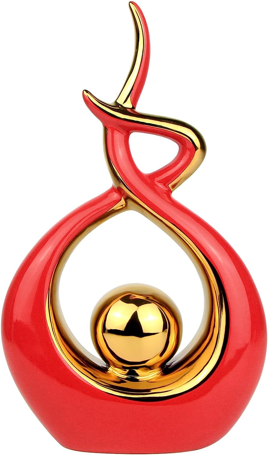 Norrclp Home Decor Modern Abstract Art Ceramic Statue Table Decorations for Dining Room Living Room Office Centerpiece (Blue and Gold, Large)