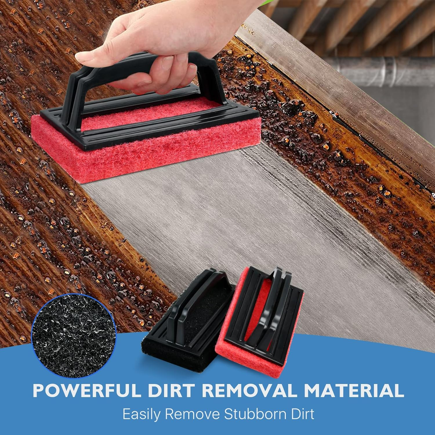 Aemygo Grill Cleaning Kit with Handle, 10 Pcs Heavy Duty Griddle Scrubber, Scouring Pads Brush Cast Iron Cleaner for Blackstone, Oven, Kitchen, Bathbub image number 3