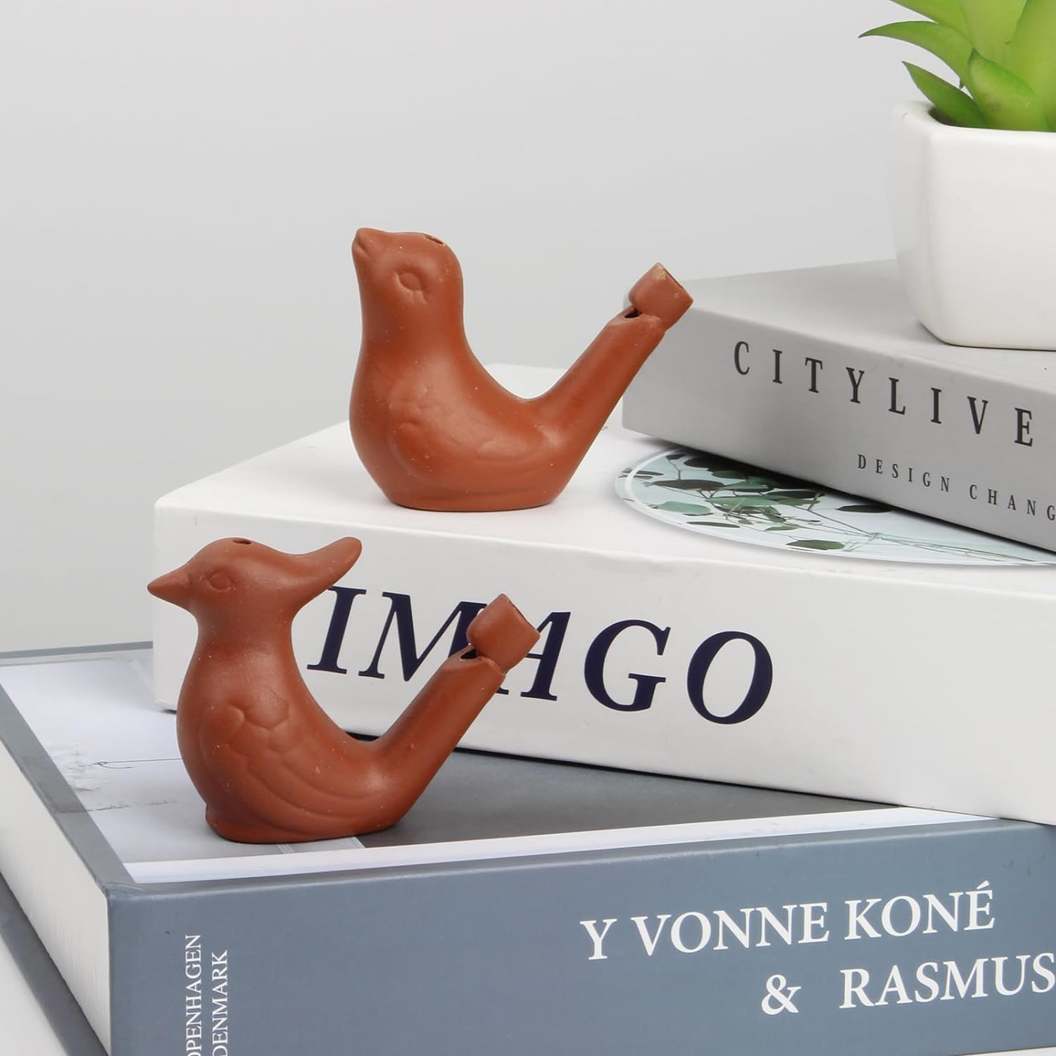 2Pcs Bird Water Whistle, Funny Ceramic Warbler Noise Makers, Purple Clay Pottery Waterfowl Whistle for Birthday Favors Gifts or Outdoor Accessories image number 2