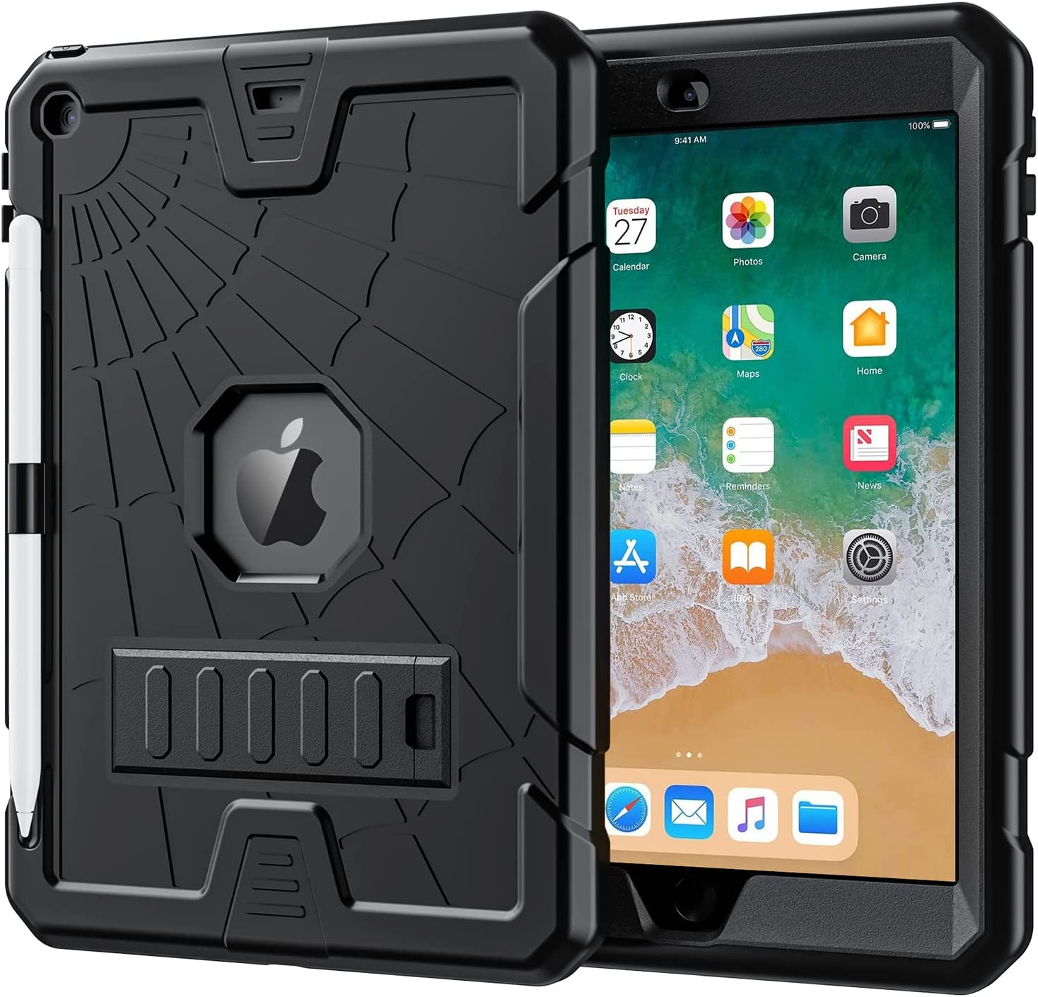 Herize Ipad 6Th Generation Cases Cover for Kids | Ipad 5Th Generation Case 9.7 Inch W/Pencil Holder Ipad 9.7 Case W/Stand for Boys Girls | Heavy Duty Rugged Ipad Case 6Th/5Th 2018/2017