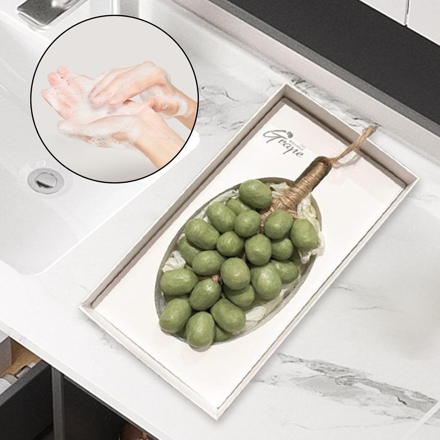 Perfk Bunch of Grapes Soap Perfume, Creative Deep Cleansing Handmade Soap, Hanging Decoration for Daughter Bathroom Wife Face, Green image number 5