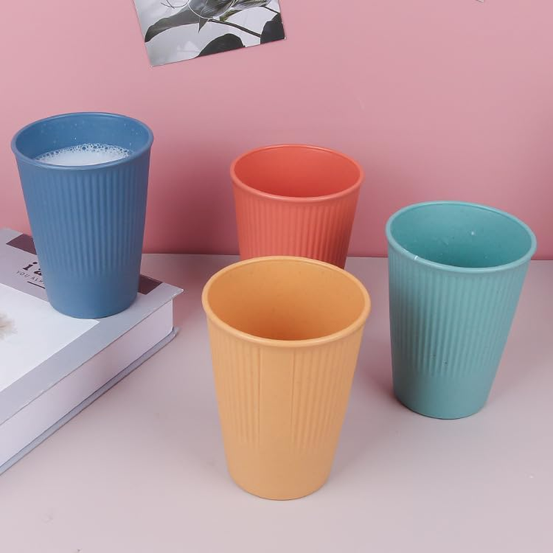 Plastic Cups, 6 Wheat Straw Cups, BPA Free, 12 Ounce Unbreakable Children'S Cup, Kitchen Glass Cup, Durable Drinking Cup, Reusable Small Water Cup, Dishwasher and Microwave Safe image number 4