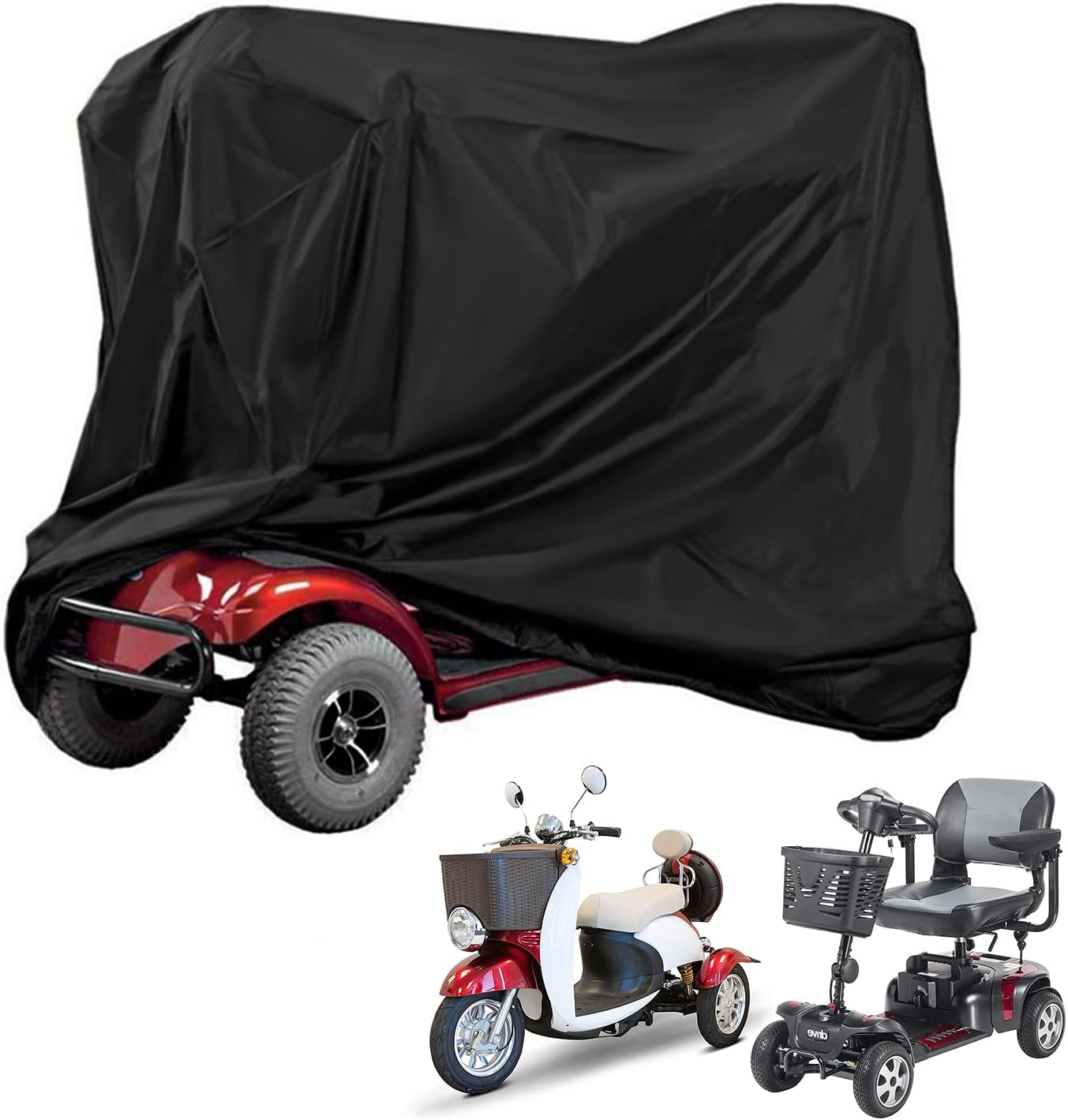 Mobility Scooter Cover, 55Inch Wheelchair Cover Waterproof for 3&4 Wheel Electric Mobility Scooter Accessories Outdoor-55 L X 26" W X 36" H image number 2