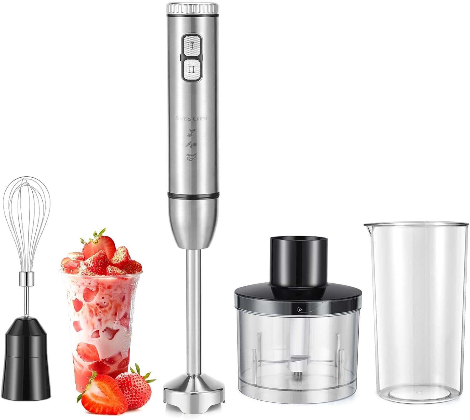 5 in 1 Hand Stick Blender, 1000W Trigger Variable Speed Immersion Stainless Blender Handheld with Chopper, Whisk and Frother, Stick Mixer for Soup, Smoothie, Puree, Baby Food image number 5