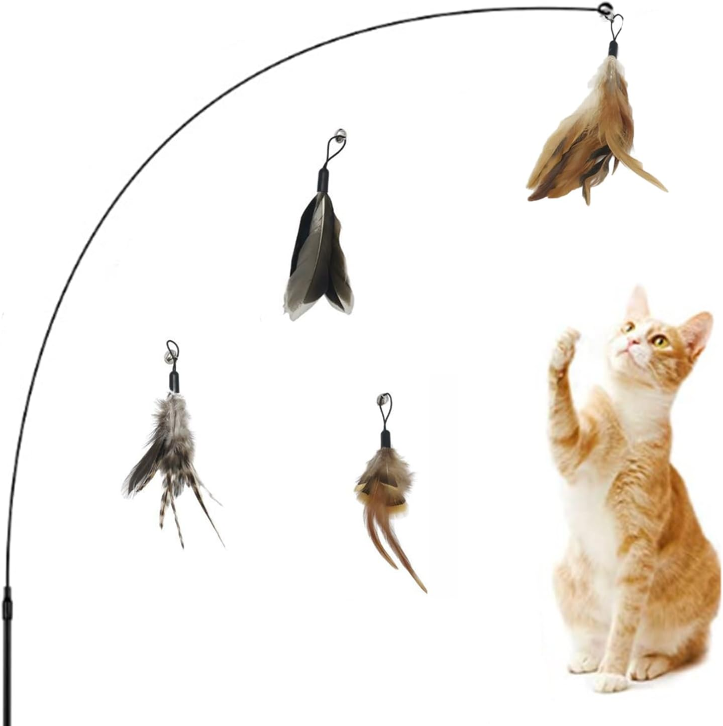 Hyxodjy Pack of 8 Cat Feather Toy, Cat Toy Set, Cat Toy Feathers, Replacement Cat Feather Toys, Cat Toy with Feathers, Interactive Cat Toy for Cats and Kittens