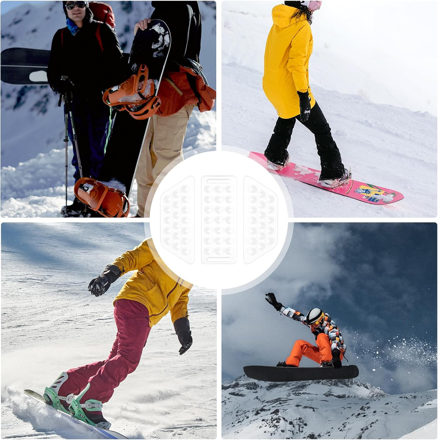 Gosknor 2 Sets of 6Pcs Snowboarding Stomp Pads, Premium Plastic Anti-Slip Snowboard Stomp Pads Durable Snowboard Stomp Pads Practical Snowboarding Accessories(Snow-White Color) image number 1