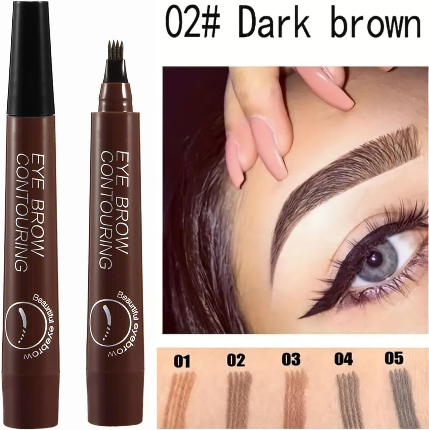 Microblading Eyebrow Pen, Long Lasting 4 Tip Eyebrow Pencil for Women Brow Shaping & Filling, Eyebrow Contouring Pencil Tattoo Pen, Microblading Eyebrow Pen 24H Smudge Proof,4 Pack image number 1