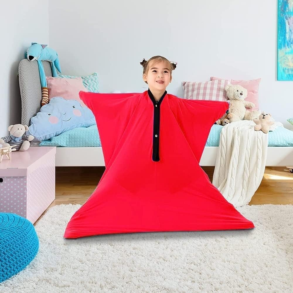 Sensory Body Sock,Sensory Sox Stretchy Body Socks Full-Body Wrap to Relieve Stress,Hyposensitivity,Calming Therapy Great for Boys,Girls with Autism,Anxiety ( Color : Red , Size : L/Large-71*142 image number 5
