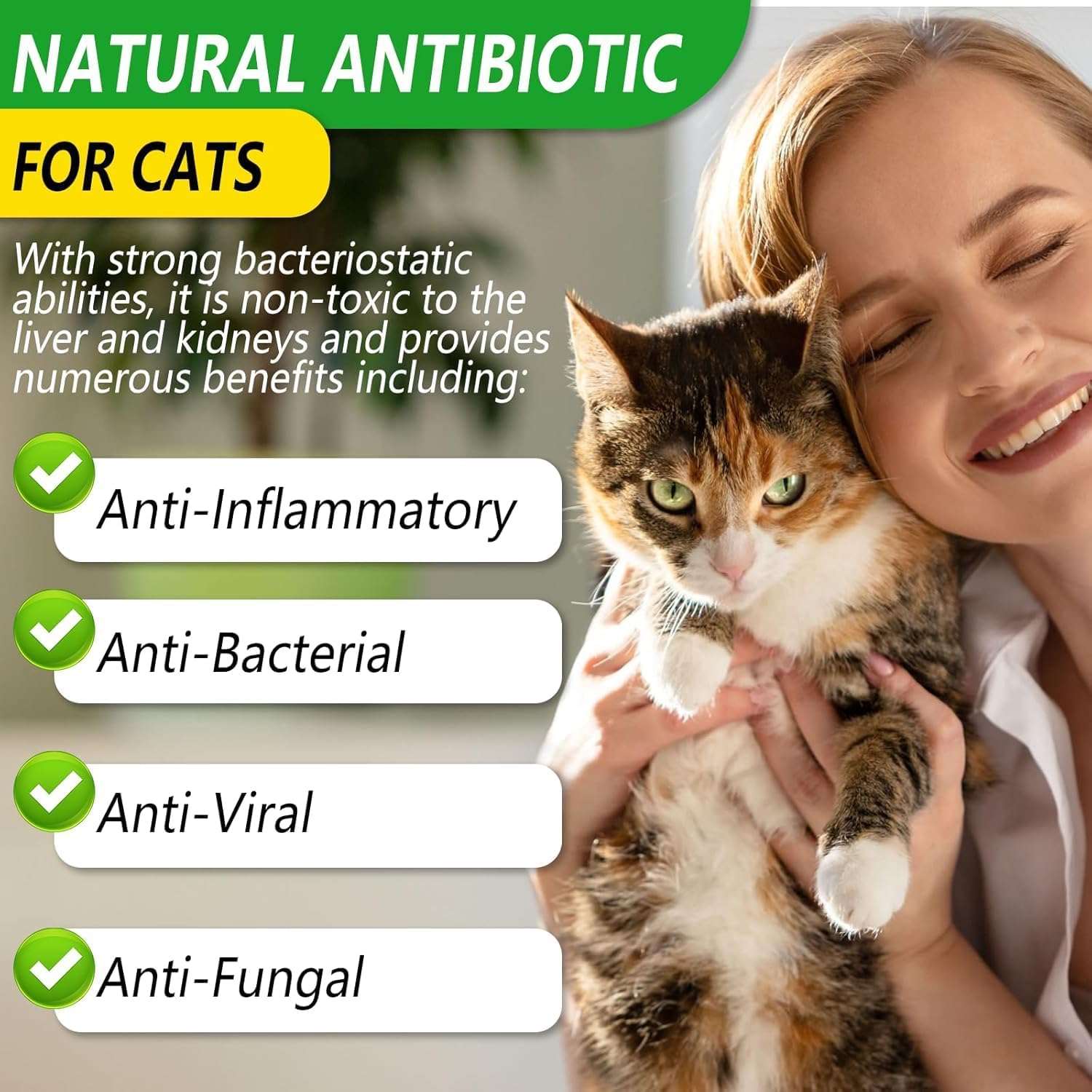 Natural Antibiotics for Cats 60Ml | All-Natural Cat Antibiotic Supplement for Allergy & Itch Relief | Supports Immune Health & Overall Wellness | Delicious Chicken Flavour image number 2