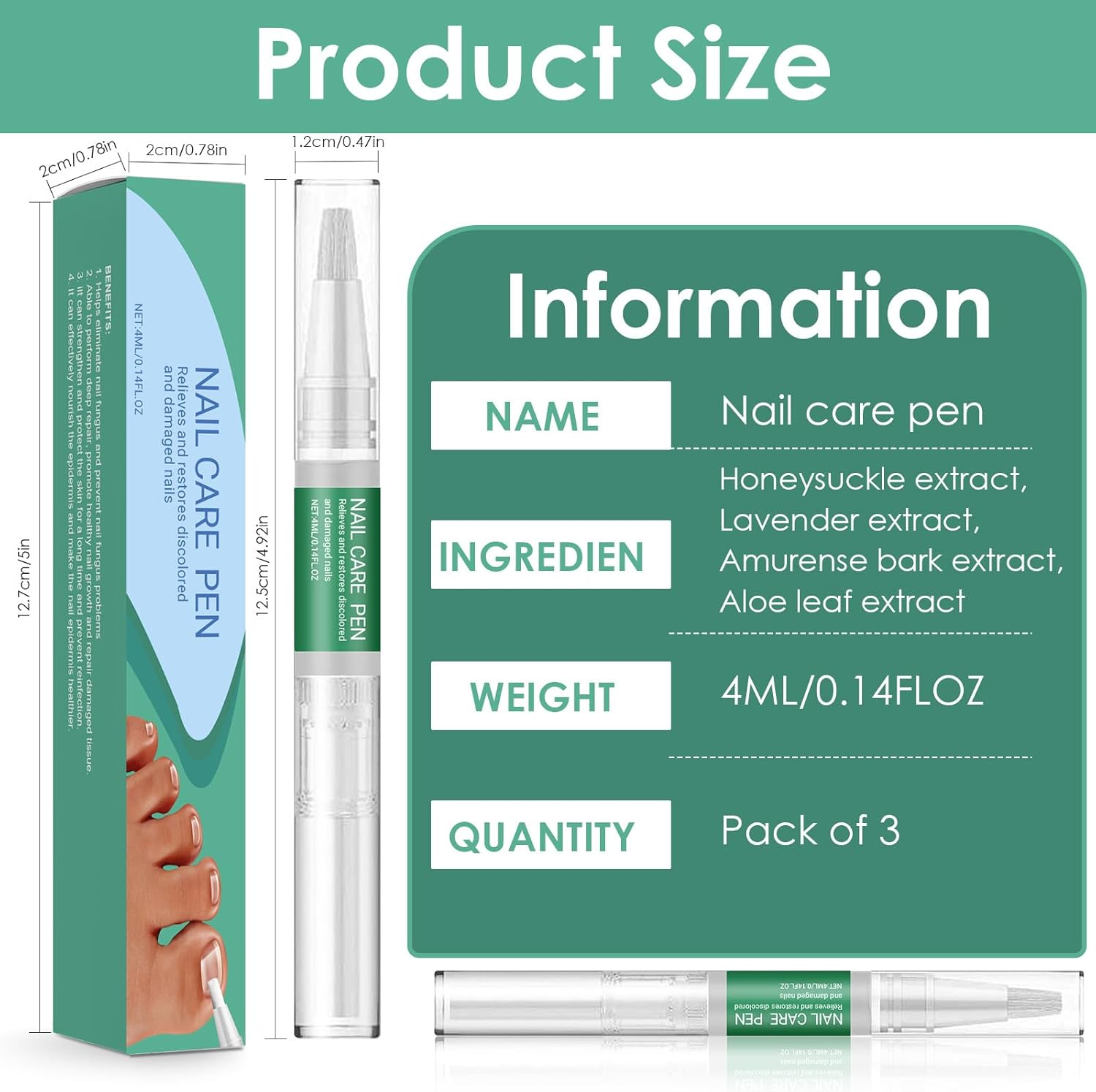 Pack of 3 Nail Care Pens, Nail Care Moisturising, Nail Care Pen, for Fingers and Toenails image number 5