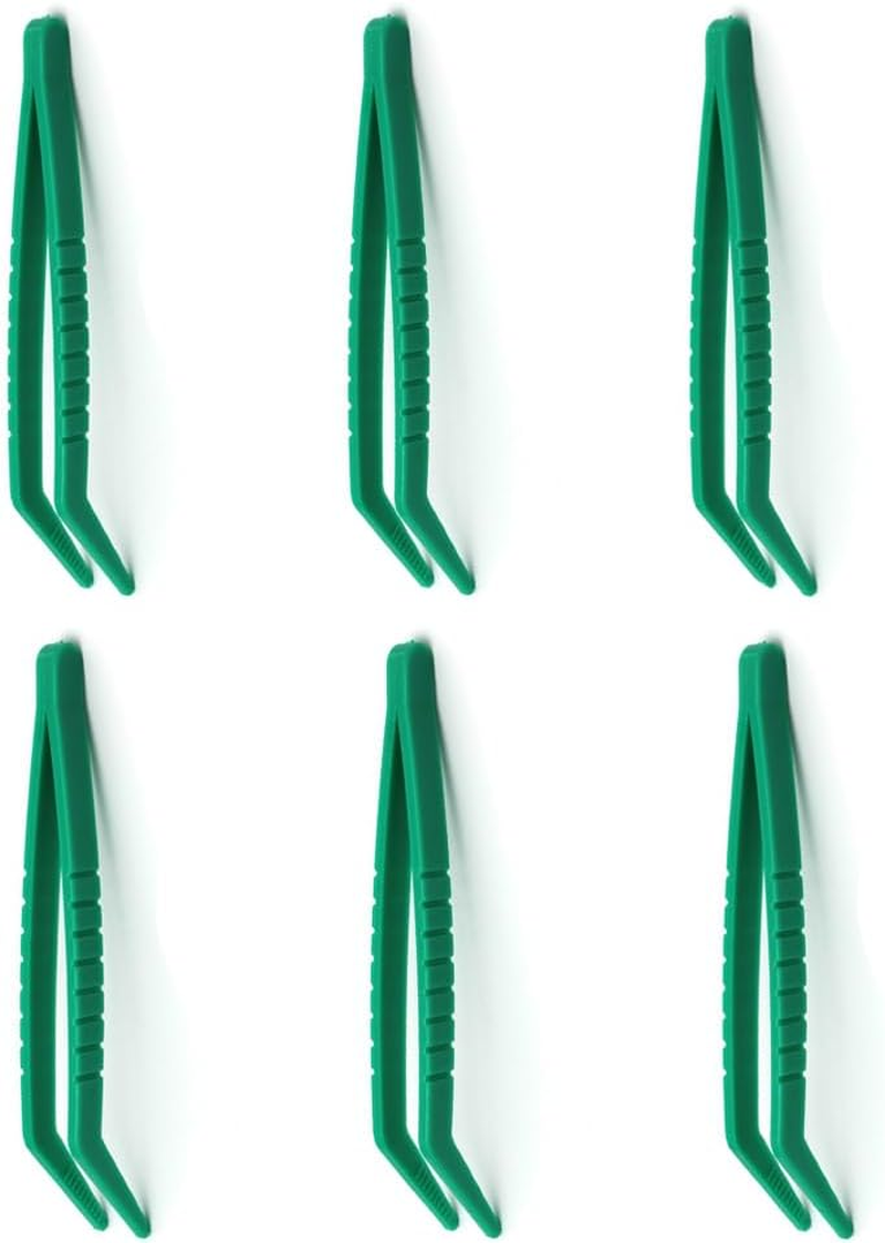 6Pcs Plastictweezers Tweezers Plastic Forceps Tweezers Craft Tweezers Curved Head Tweezers Plastic Tweezers Toy Tweezers for Children Tweezers for Crafts,Home Classroom School (Curved Head) image number 4