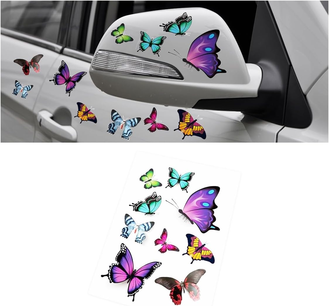 Butterfly Vinyl Car Sticker Decals, Waterproof Car Bumper Stickers, Butterflies Cars Decals Insect Scratch Cover for Automotive, Motorcycle, Helmet, Home Decor, Wall, Window (Type A)