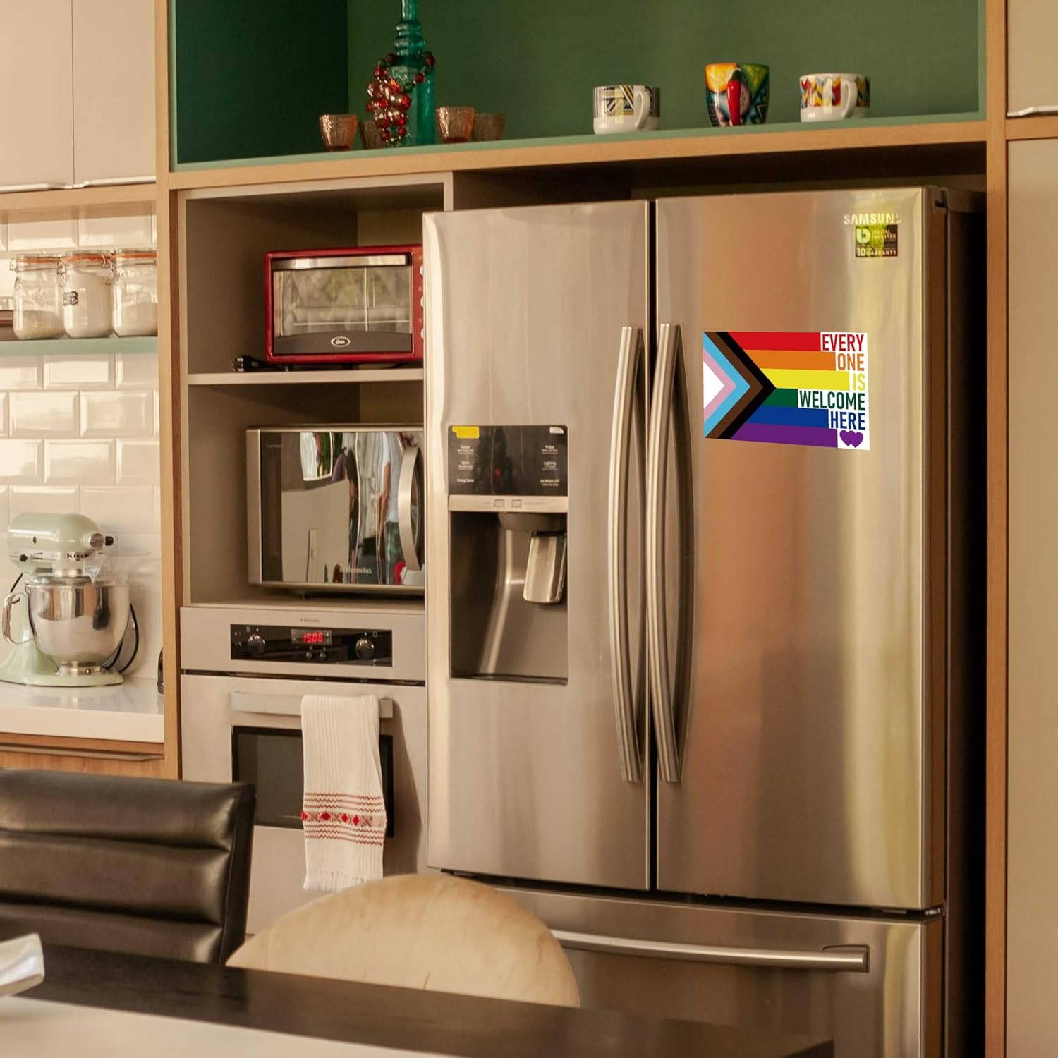 5 PCS Everyone Is Welcome Here Progress Pride Flag Sticker,Lgbtq Rainbow Banner Decal for Car Bumper Window Laptop - Pride_Welcome image number 5