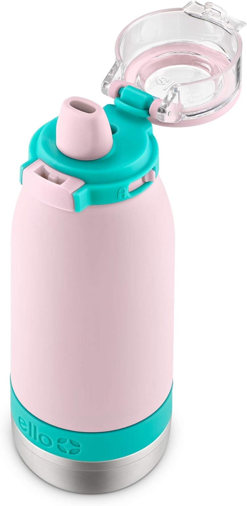 Ello Emma Vacuum Insulated Stainless Steel Kids Water Bottle with Anti-Microbial Straw - Cotton Candy image number 2
