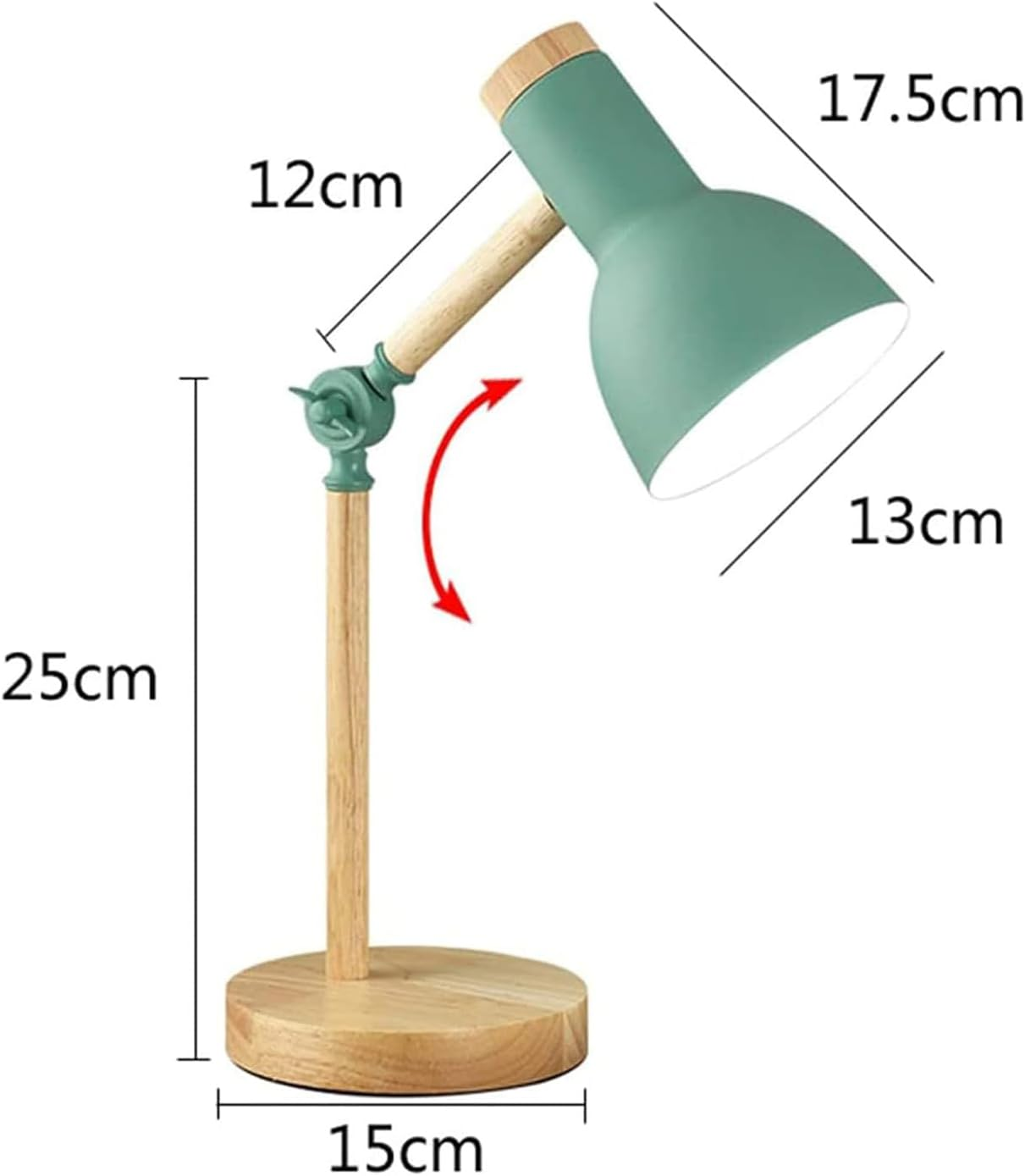 Desk Lamp E27 Wood Adjustable Angle with Metal Shade Table Lamp Modern with 3 Colors Dimmable Switch Bedside Lamps Eye Protection Simple Reading Lamp for Office Study Room Bedroom Living Room (White)