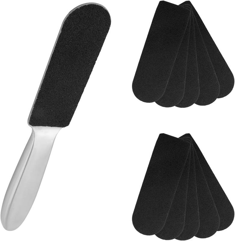 Stainless Steel Foot File Callus Remover, 1 Piece Pedicure Foot File Callus Remover,Stainless Steel Cracked Skin Corns Callus Remover Feet Rasp with 10 Replacement Pads, Coarse Rasp for Pedicure image number 2