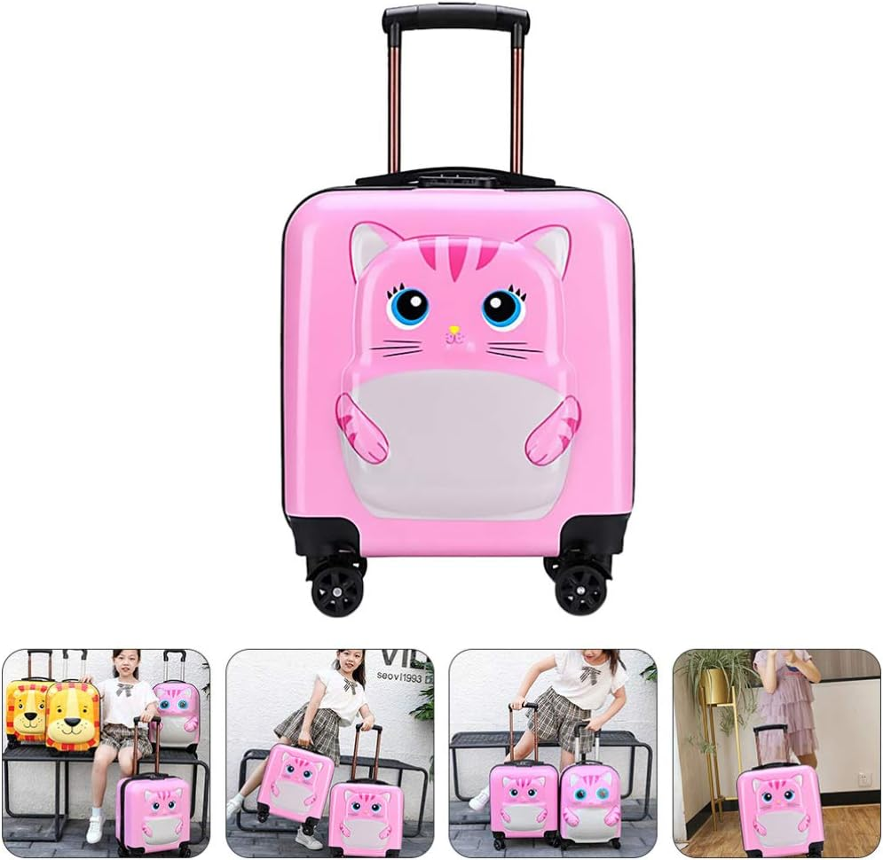 KESYOO Kids Carry on Luggage with Wheels Girls Travel Suitcase 18 Inch Rolling School Bag for Toddler Children Pink image number 1