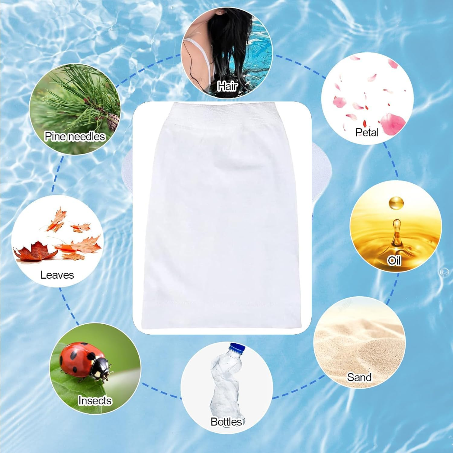 Taicols Pool Skimmer Socks, 50 Pcs Swimming Pool Skimmer Socks Baskets Skimmers Net Filter Storage Bag, Ultra Fine Mesh Screen Liner for Filters Baskets and Skimmers for Cleans Debris and Leaves Bag image number 2