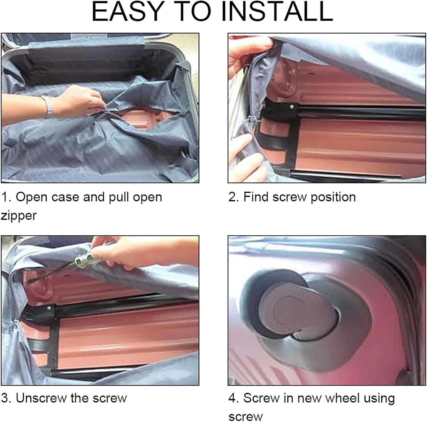 2 Pcs Luggage Suitcase Wheels, Luggage Wheels Replacement,A52 Mute Single Row Wheel Universal Suitcase Luggage Replacement Wheel Casters Outdoor with Multiple Screws image number 4