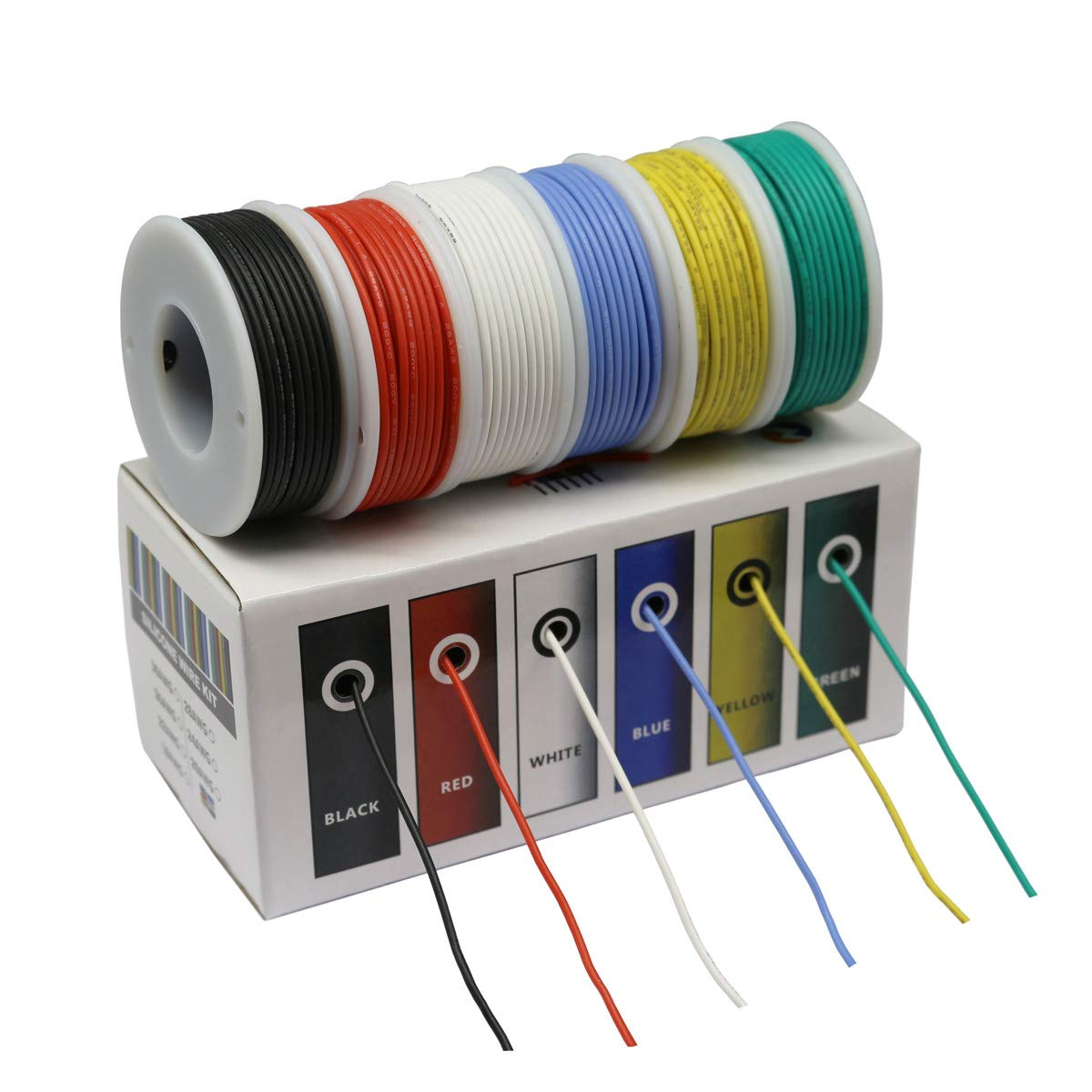 CBAZY&trade; Hook up Wire Kit (Stranded Wire Kit) 30 Gauge Flexible Silicone Rubber Electric Wire 6 Colors 32.8 Feet Each 30 AWG
