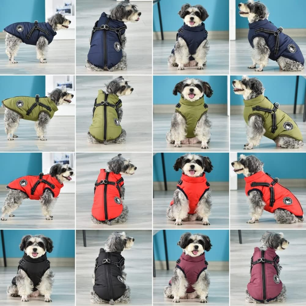 Jinpet Dog Coat with Harness Winter Dog Coat Fleece Dog Jacket Waterproof Dog Coat Zipper Dog Jacket Puppy Coat Small Dog Clothes Dog Coat with Reflective Harness for Smal Medium Large Dogs S-4XL image number 2