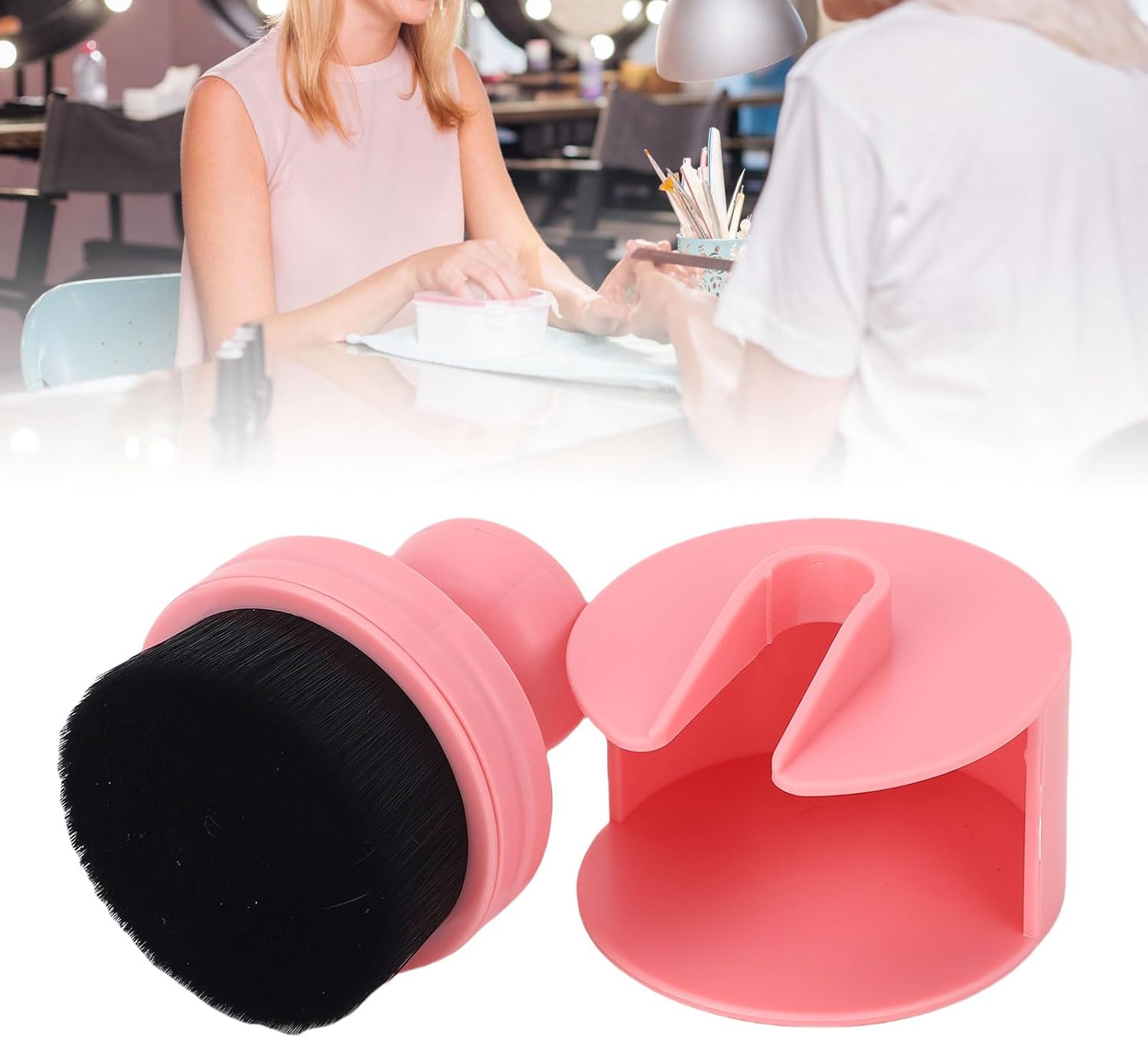 YUYTE Nail Dust Brush Professional Nail Art Dust Cleaning Fluffy Soft round Handle Flat Head with Soft Synthetic Fibres for Manicure Salon Home Use (Pink) image number 6