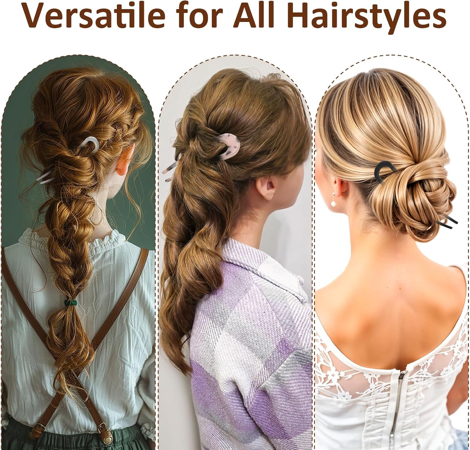 Pack of 5 French Hair Pins, U-Shaped French Hair Pins, French Twist Hairs Pin, Vintage French Hairs Pins, Hair Clips for Women Girls Hair Style (Gold, Silver, Black, Tortoiseshell)