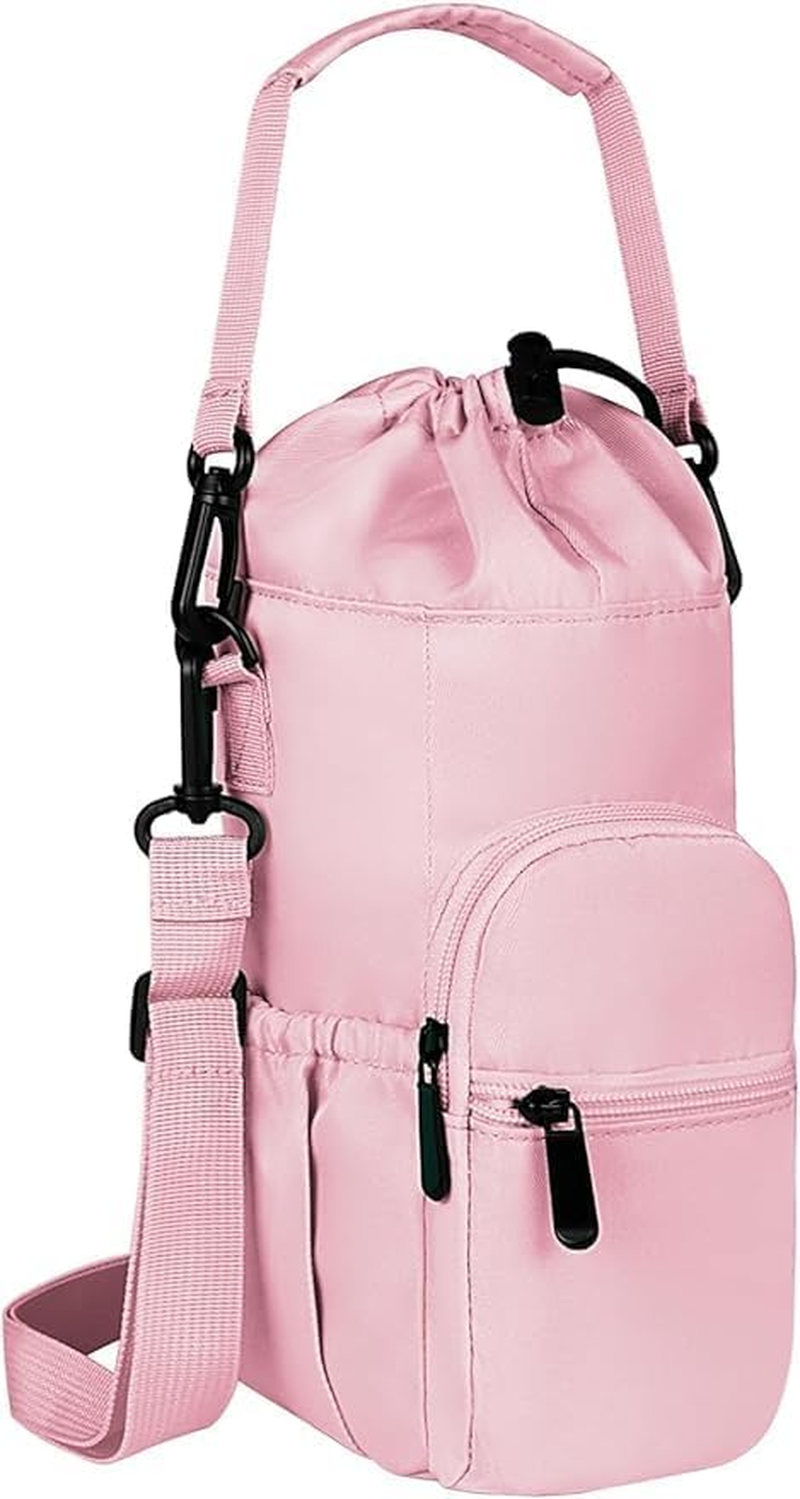 Water Bottle Holder with Strap 32Oz - 40Oz Insulated Water Bottle Carrier Bag Outdoor Sling Bag with Phone Pocket Sports Water Bottle Sleeve for Hiking Travelling Camping
