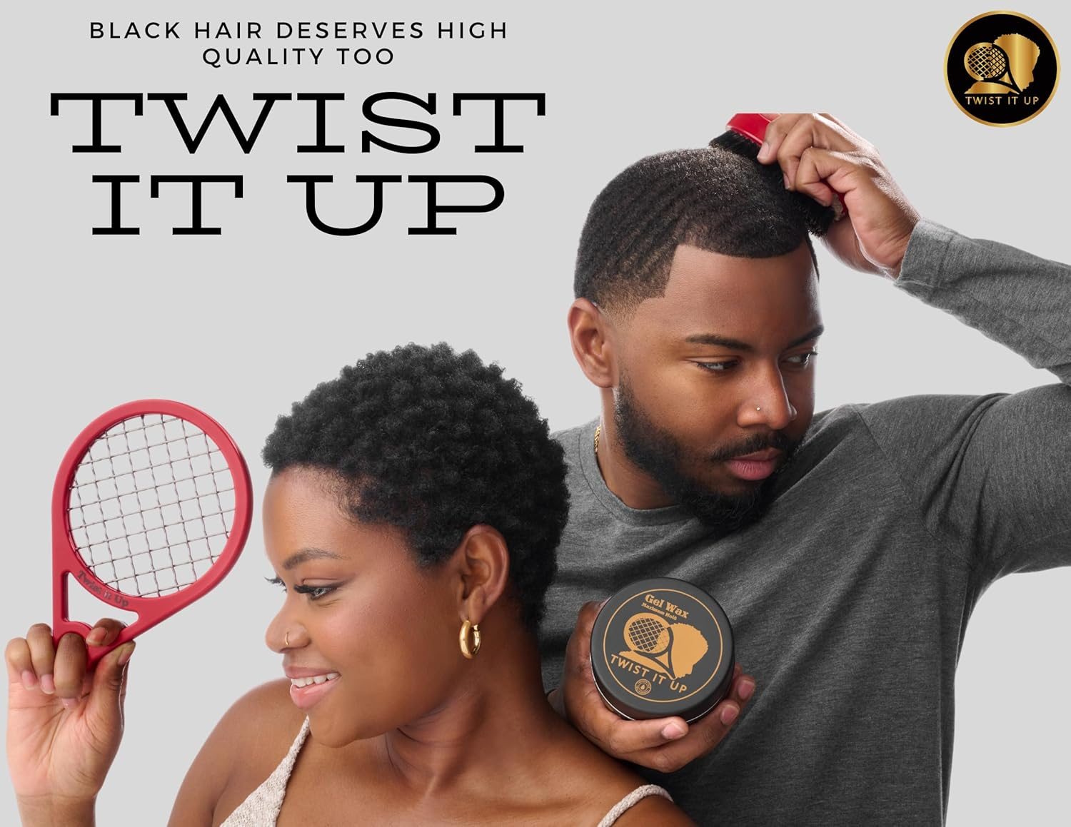 Twist It up Comb (Bond Black) - Alternative for Hair Sponges, Creates Curls and Twists for Black Men, Tennis Racket Design - Blue image number 3