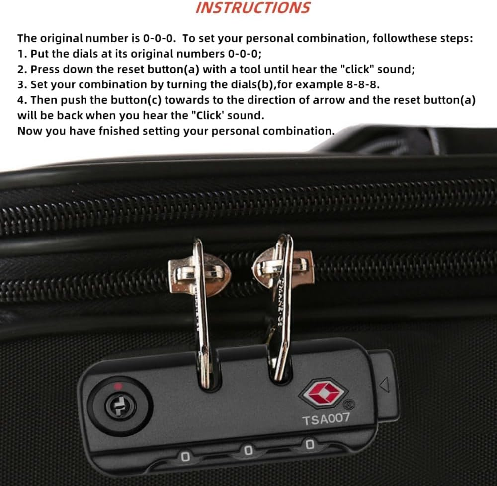 Luggage Locks,Tsa Approved Luggage Password Lock Suitcase Locks 3-Digit Number Combination TSA 372 Suitcases Locks for Toolbox Storage Bag Travel Business image number 5