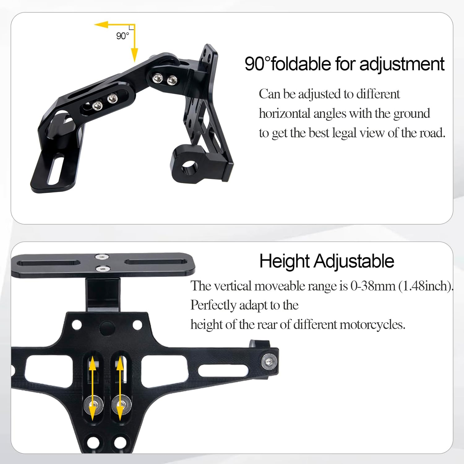 Motorcycle License Plate Bracket, Universal Fender Eliminator Kit Tail Tidy Compatible with Suzuki Yamaha Kawasaki Ducati Honda BMW (Black) image number 5