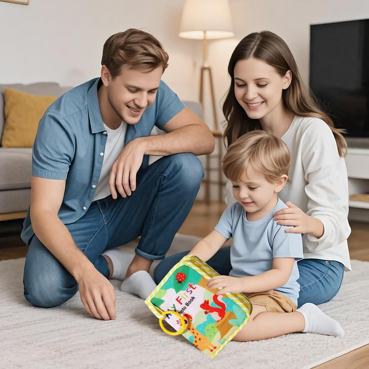 Baby'S First Photo Album | Baby First Photo Album - Soft Cloth Souvenir with Mirror Memory Keeping Keepsake for Parents Memories Birthday Family Kids image number 5