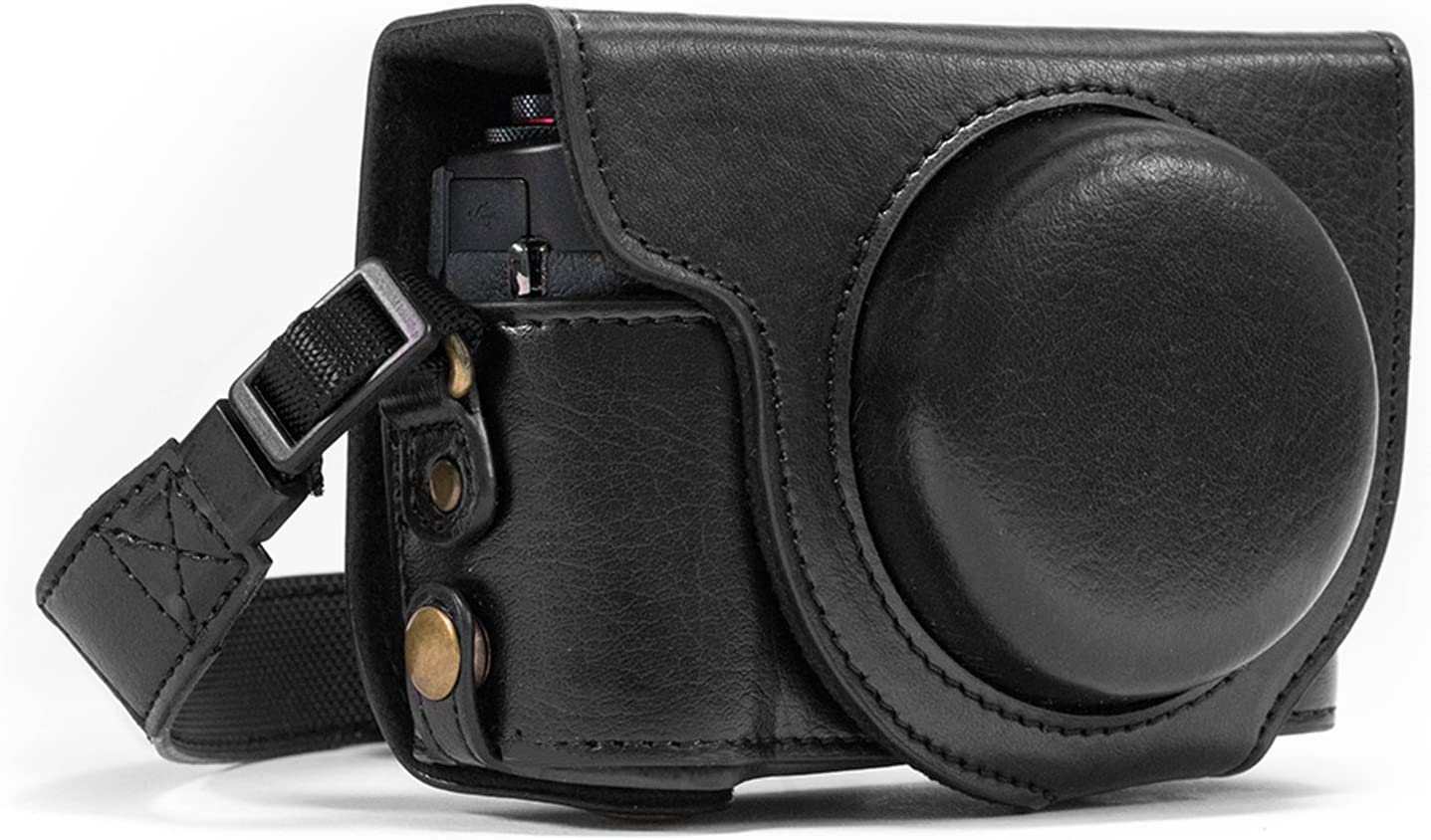 Megagear Canon Powershot G7 X Mark II Ever Ready Leather Camera Case and Strap, with Battery Access - Black - MG975