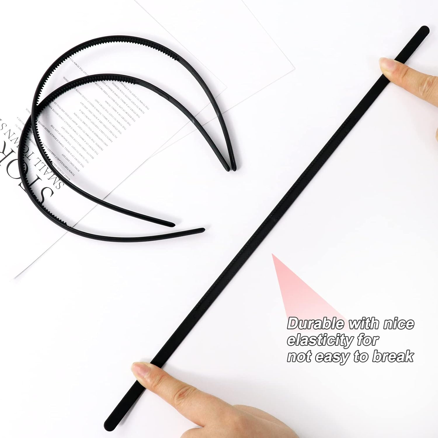 Hanyousheng 6 Pack Plastic Headband, 8Mm Teeth Comb Headband, Black Non-Slip Hair Hoop, Unisex Sport Fashion Hair Band Accessories for Women and Men image number 2